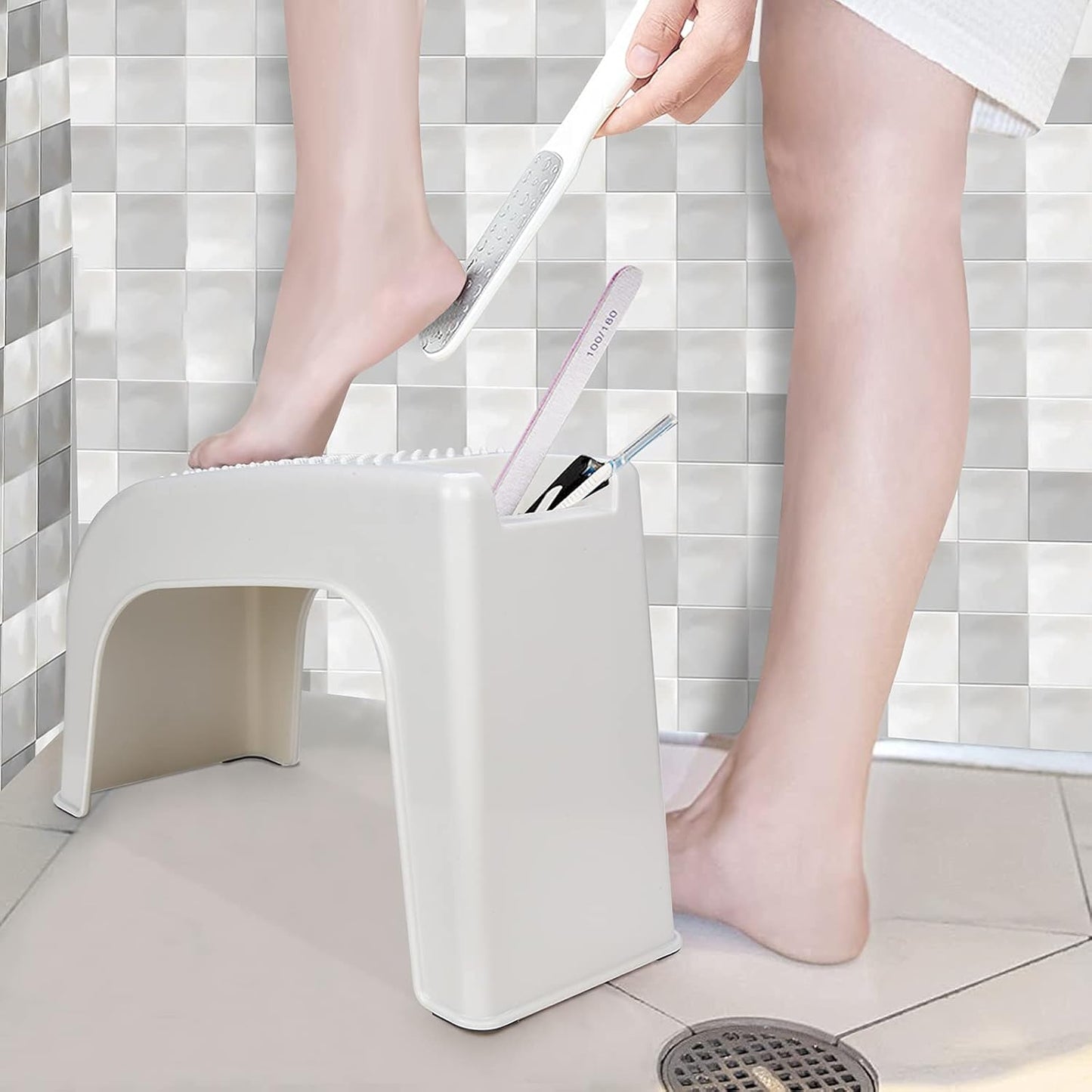 Shower Stool for Pedicure & Shaving Legs - Non-Slip, Sturdy Foot Rest