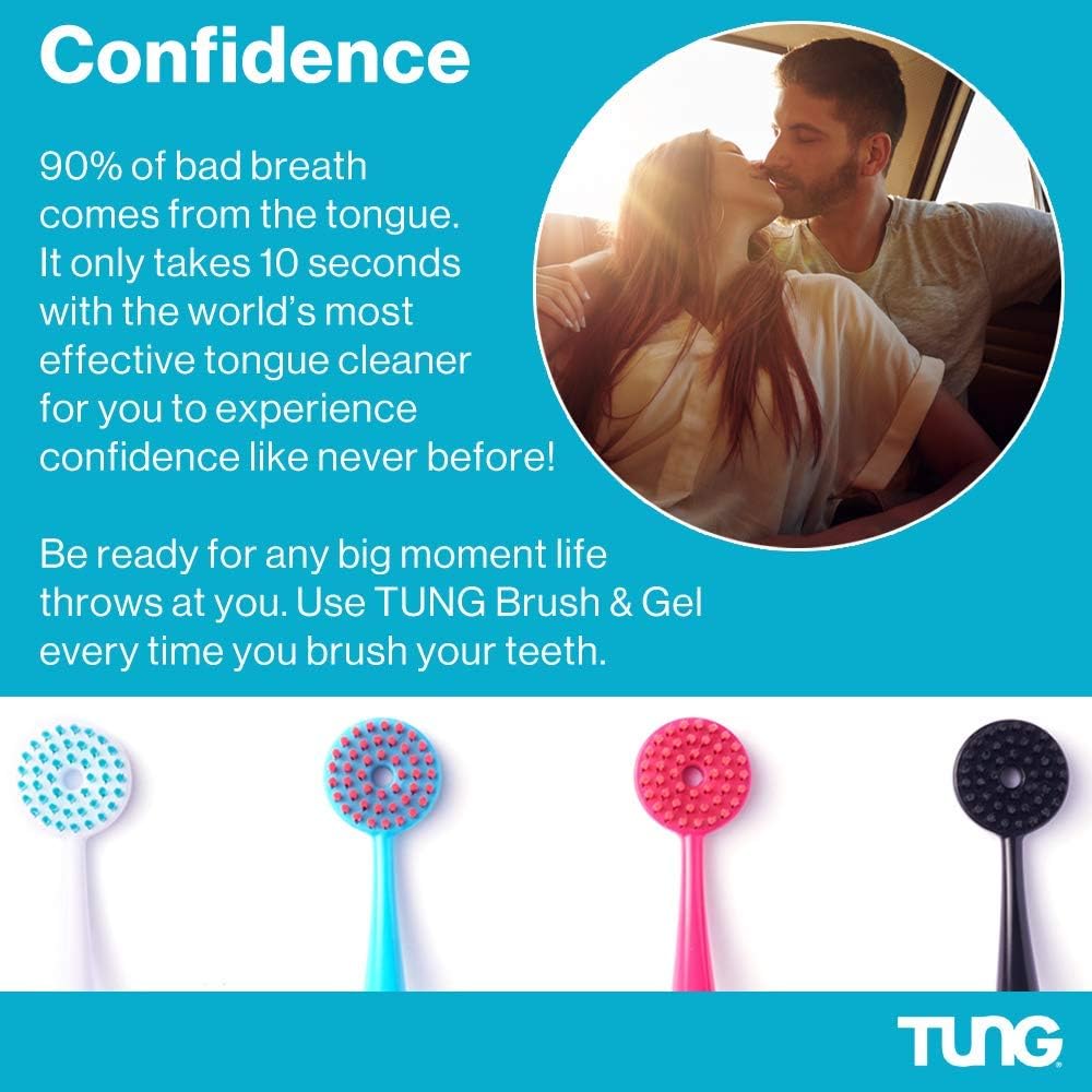 TUNG Brush Tongue Cleaner, Plastic TUNG Scraper, Tongue Cleaning to Fight Bad Breath, Halitosis Defense, USA Made, 2-Pack
