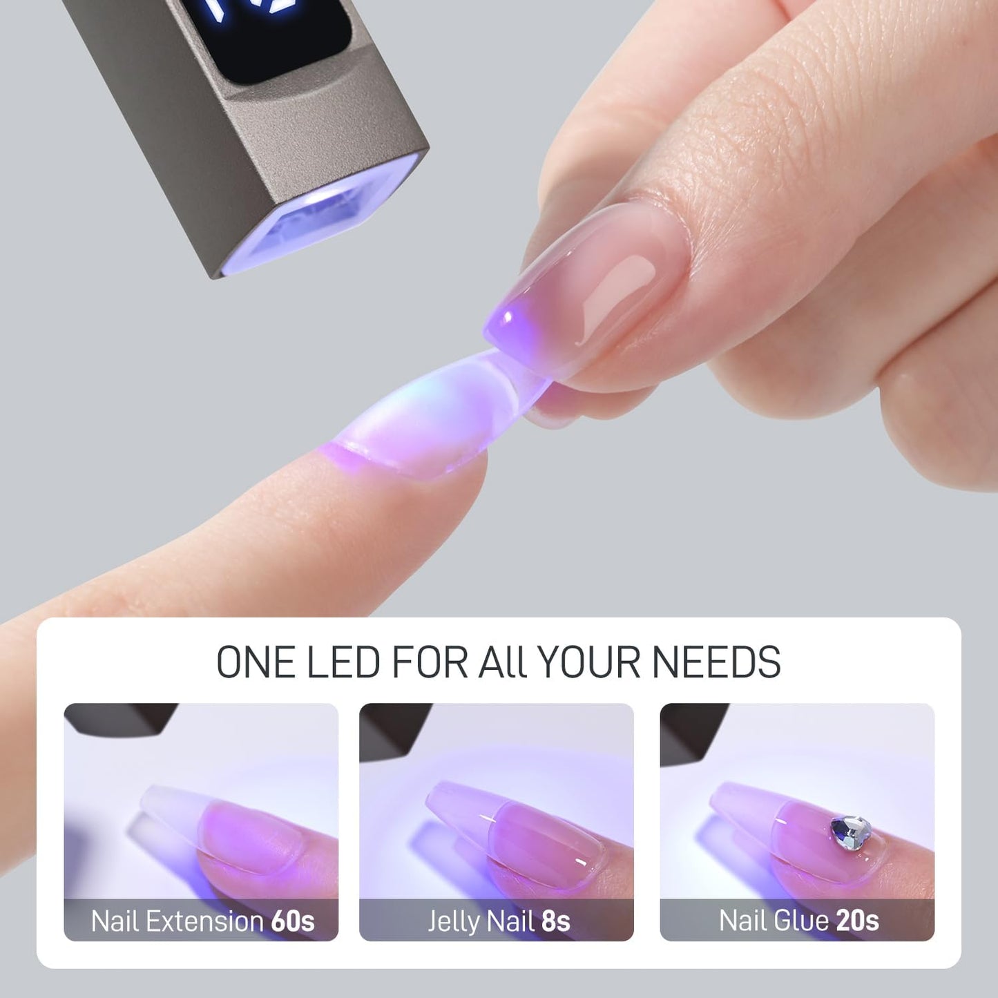 GAOY Cordless UV Light with Stand, Handheld Nail Lamp, Portable LED Nail Lingt, Cordless Rechargeable, Fast Curing, Matte Black