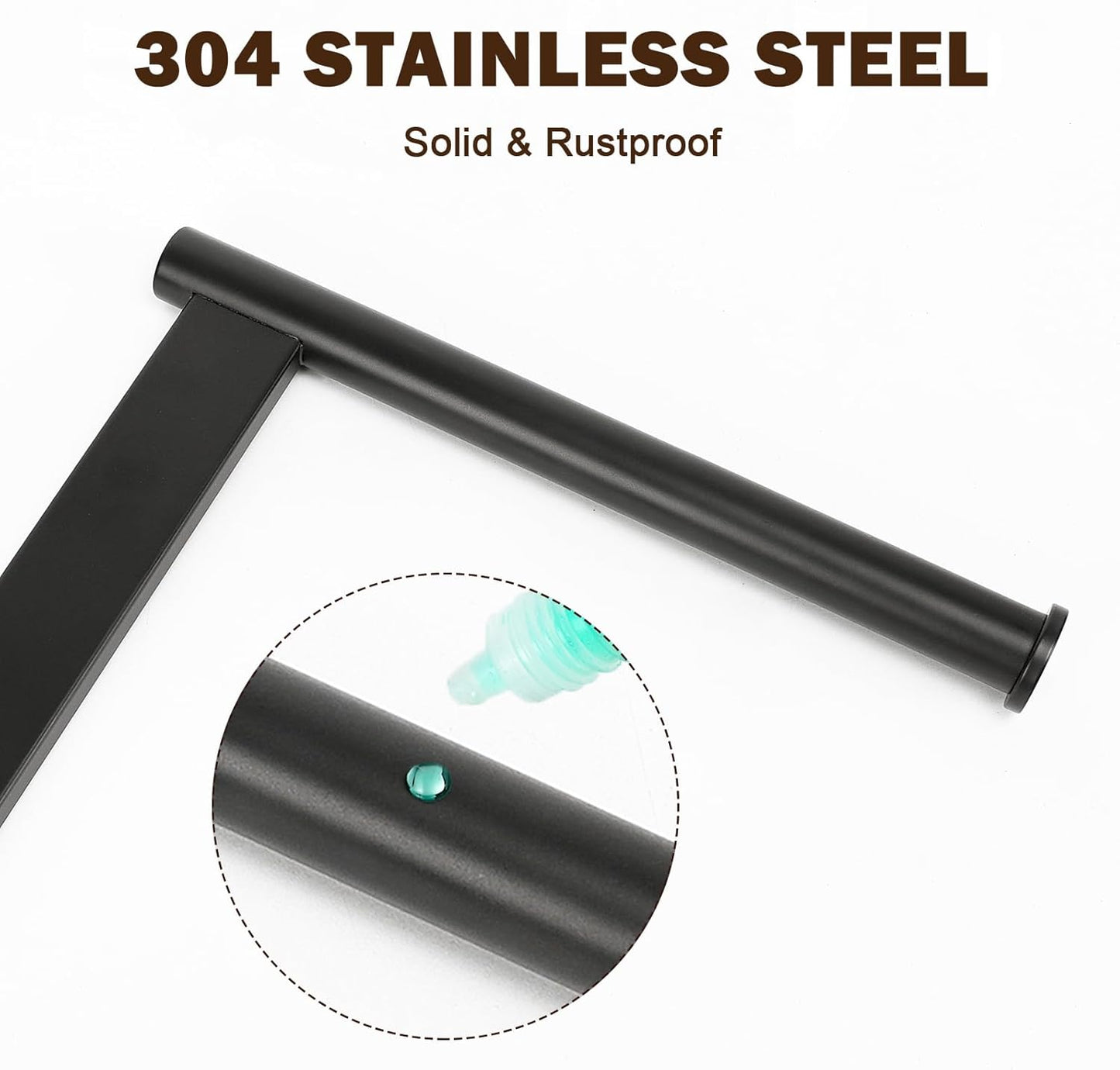 Hand Towel Holder Stand for Bathroom, L- Shaped Standing Hand Towel Rack, Towel Bar Kitchen Vanity Countertop Organizer, SUS304 Stainless Steel Material (Marble Base, Matte Black)