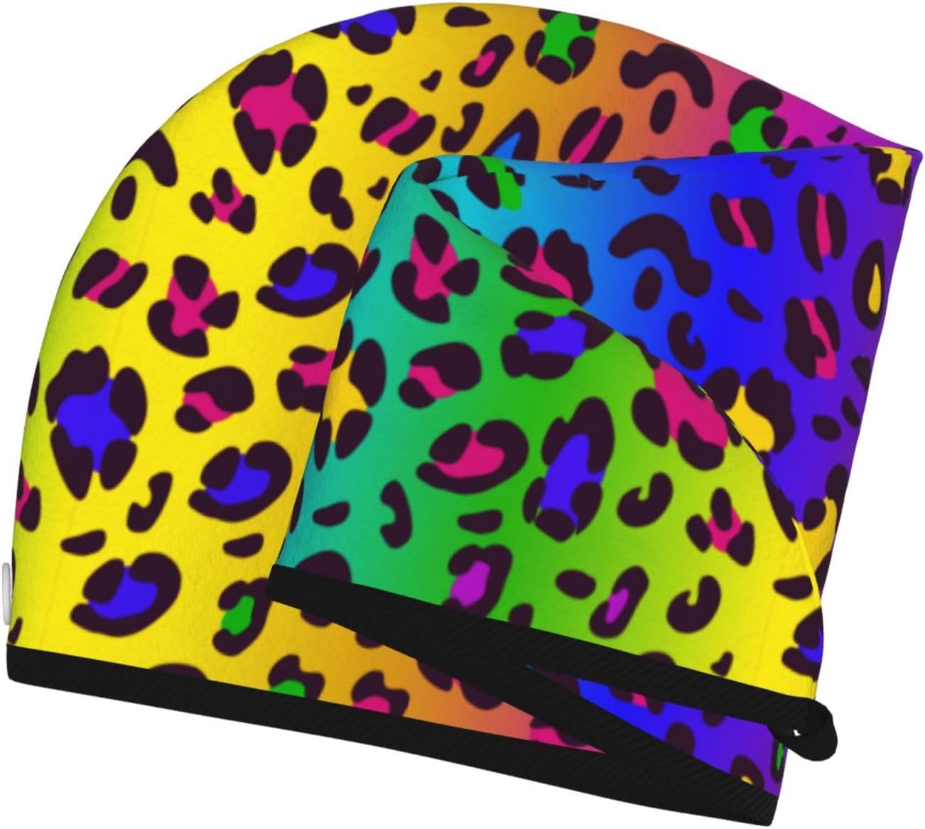 Rainbow Leopard Hair Towel Wrap Absorbent Hair Drying Towel Microfiber Hair Drying Cap Turban for Drying Curly Long Thick Hair