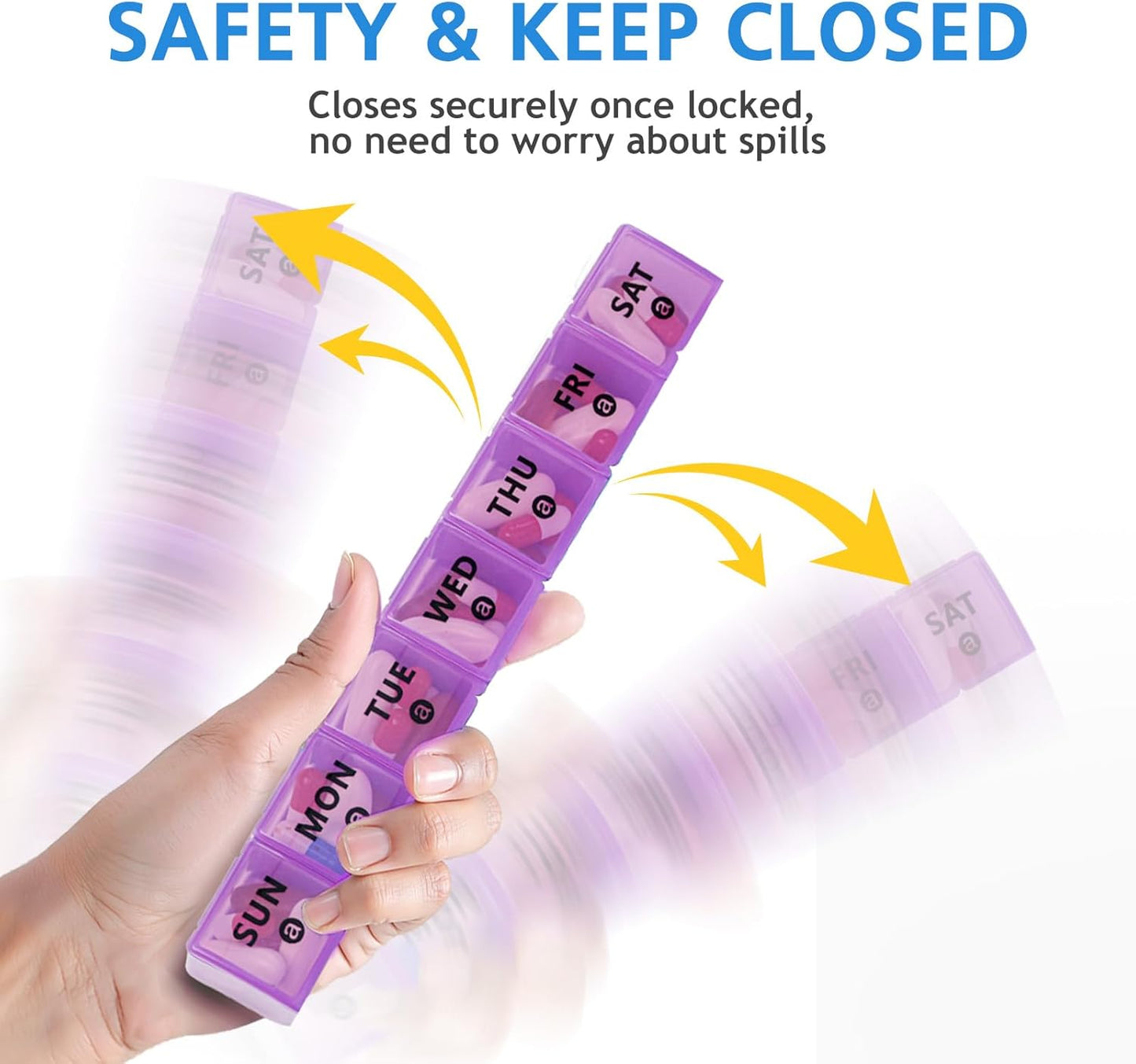 2-Pack Large Weekly Pill Organizer,Vitamin Pill Box Organizer 7 Day with Big Compartments, Am Pm Pill case for Travel,XL Medicine Organizer 14 Day for Fish Oils, Vitamin Holder Supplement