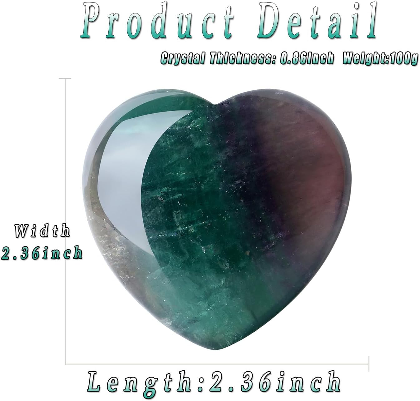 MAIBAOTA 60 mm Fluorite Crystal Healing Crystals Large Heart Love Stone Crystals and Healing Stones Heart Stone for Women Natural Reiki Gemstone Polished Heart Shaped Rocks Meditation