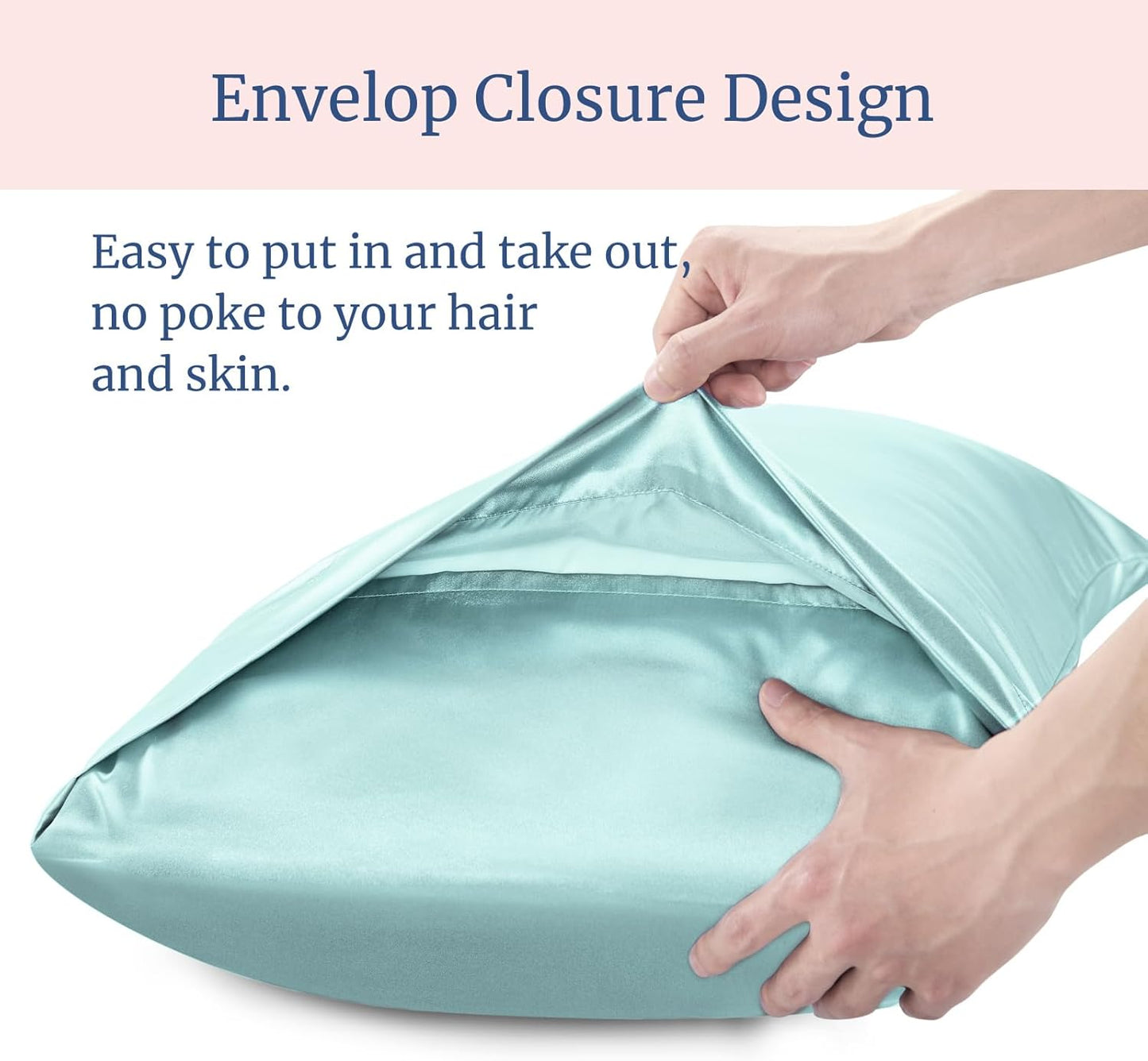 BEDELITE Satin Pillowcase for Hair and Skin, Super Soft Similar to Silk Pillow Cases 4 Pack with Envelope Closure, Cooling Pillowcases for Women Men (20"x30" Queen Size, Blue Grey)