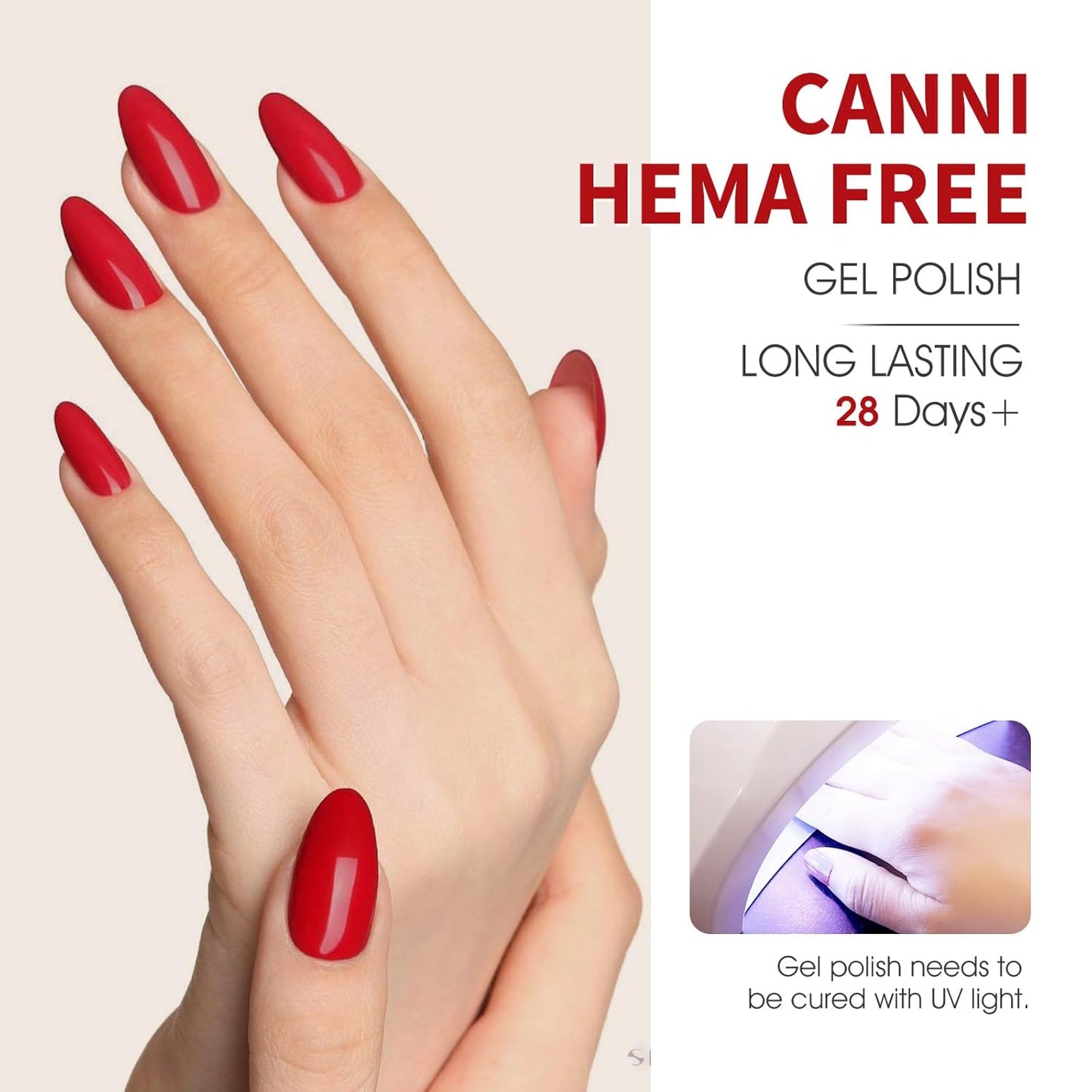 CANNI 6Pcs 9ml Gel Nail Polish Set- Pink Blue Red Deep Emerald Green Light Blue Gel Polish Kit Colors DIY at Home Salon Christmas New Year's Gifts for Girls