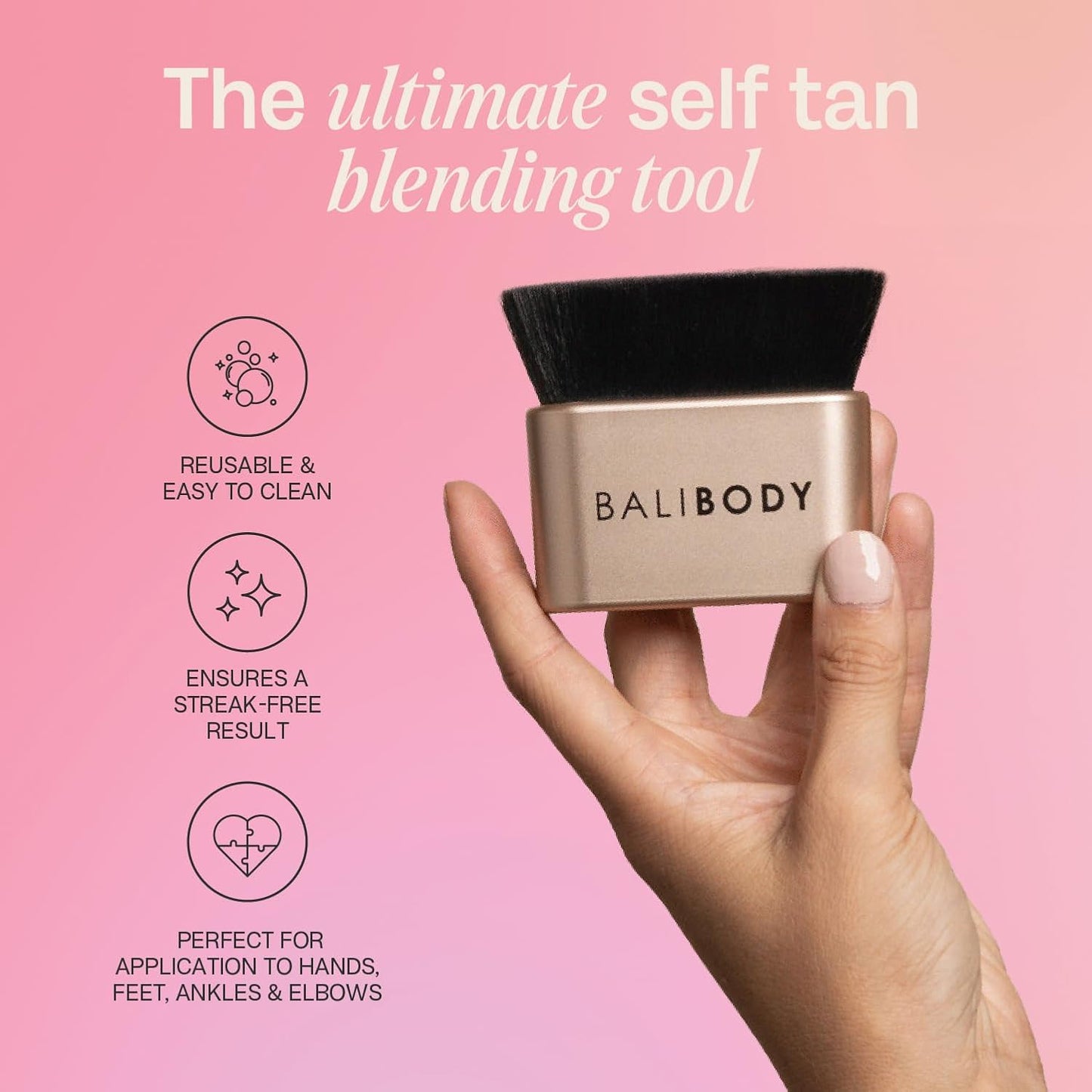 Bali Body Light to Medium Instant Tan + Brush Bundle | Skin Perfecting Aerated Spray, Flawless Airbrushed Bronzed Finish + Washable Self-Tanning Reusable Accessory Tool | Vegan & Cruelty-Free