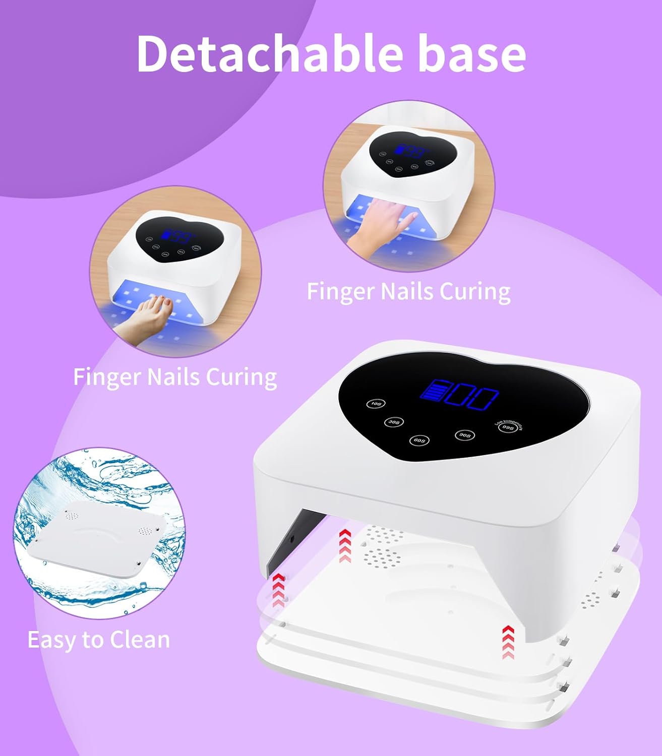 UV Nail Lamp, HUGMAPLE 72W UV Light for Gel Nails with 5 Timer Setting, Touch Control & Auto Sensor, Cordless Rechargeable Fast Dryer, Professional Led Curing Lamp for Salon & Home