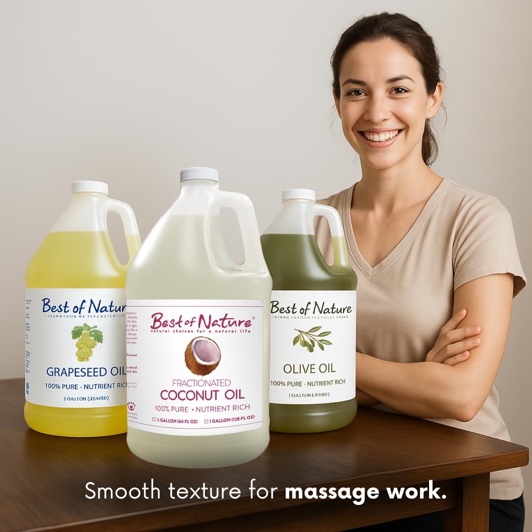 Best of Nature 100% Pure Olive Massage & Body Oil – Cold Pressed, Natural & Unscented Moisturizer for Skin, Hair & Bath, 1 Gallon (128 fl oz)
