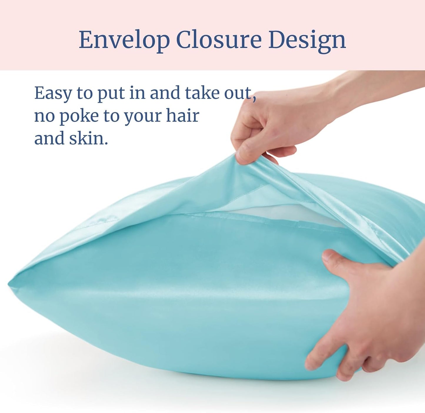 BEDELITE Satin Pillowcase for Hair and Skin, Super Soft Similar to Silk Pillow Cases 4 Pack with Envelope Closure, Cooling Pillowcases for Women Men (20"x36" King Size, Blue)