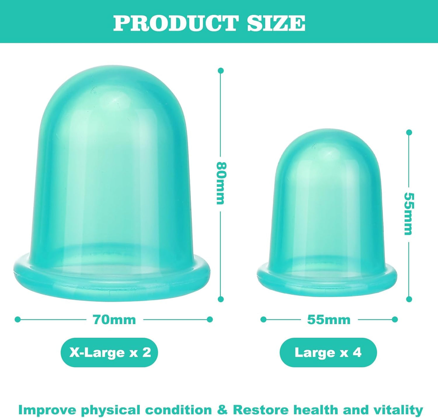 Silicone Cupping Therapy Set - Cupping Kit for Massage Therapy - Cellulite Remover Cupping Set - Anti Cellulite Cup Massager, Vacuum Suction Massage Cups for Cellulite Reduction