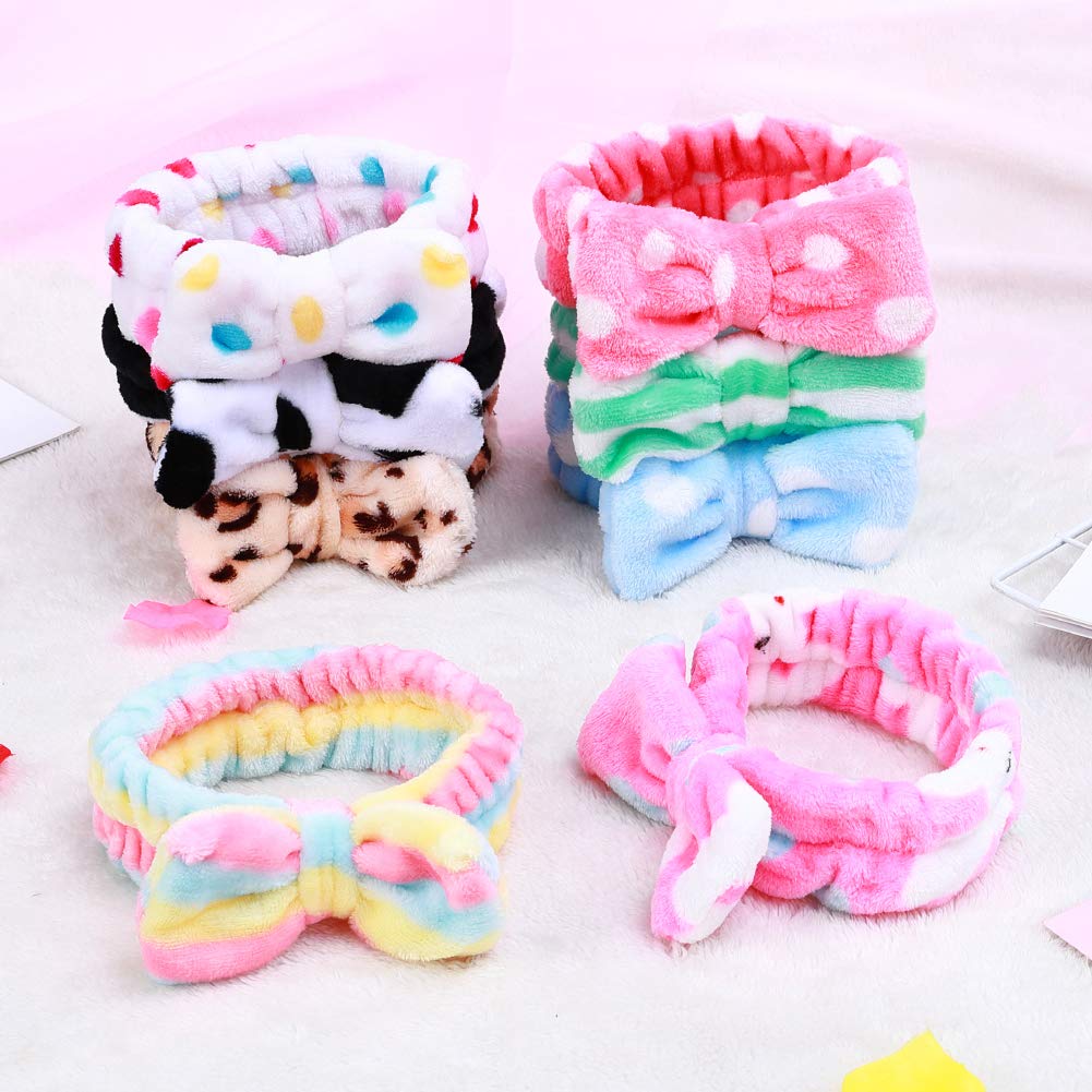 Stocking Stuffers for Teen Girls, 8 Pack Bow Spa Skincare Headband for Washing Face, Christmas Gifts Spa Party Favors Bulk Gifts for Teens Girls