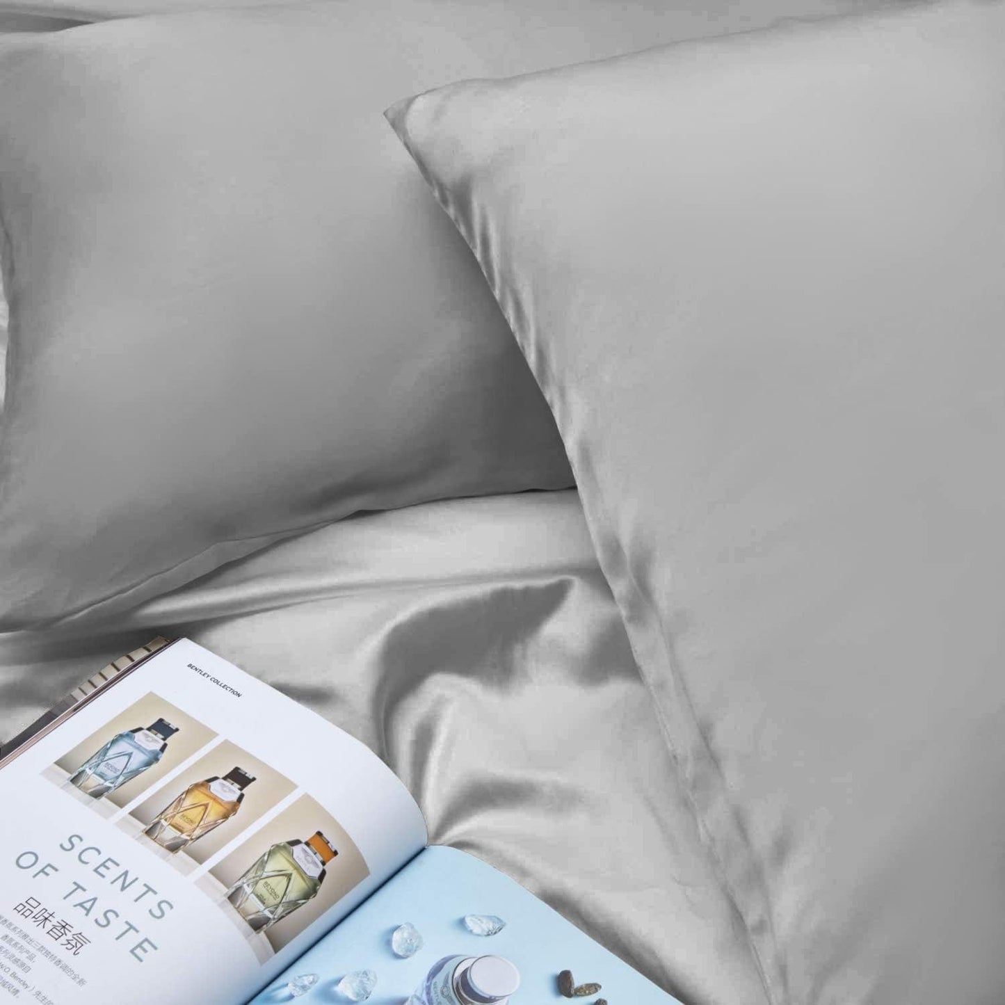 INSSL Silk Pillowcase for Women, Mulberry Silk Pillowcase for Hair and Skin and Stay Comfortable and Breathable During Sleep (King, Grey)