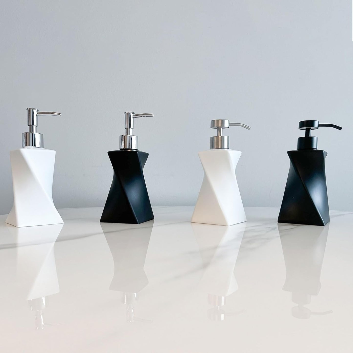 Stainless Steel Soap Pump Replacement, 2 Pack Pump Head, 28/400 Threads Standard Size, Brushed Nickel Finish (Stainless Steel)