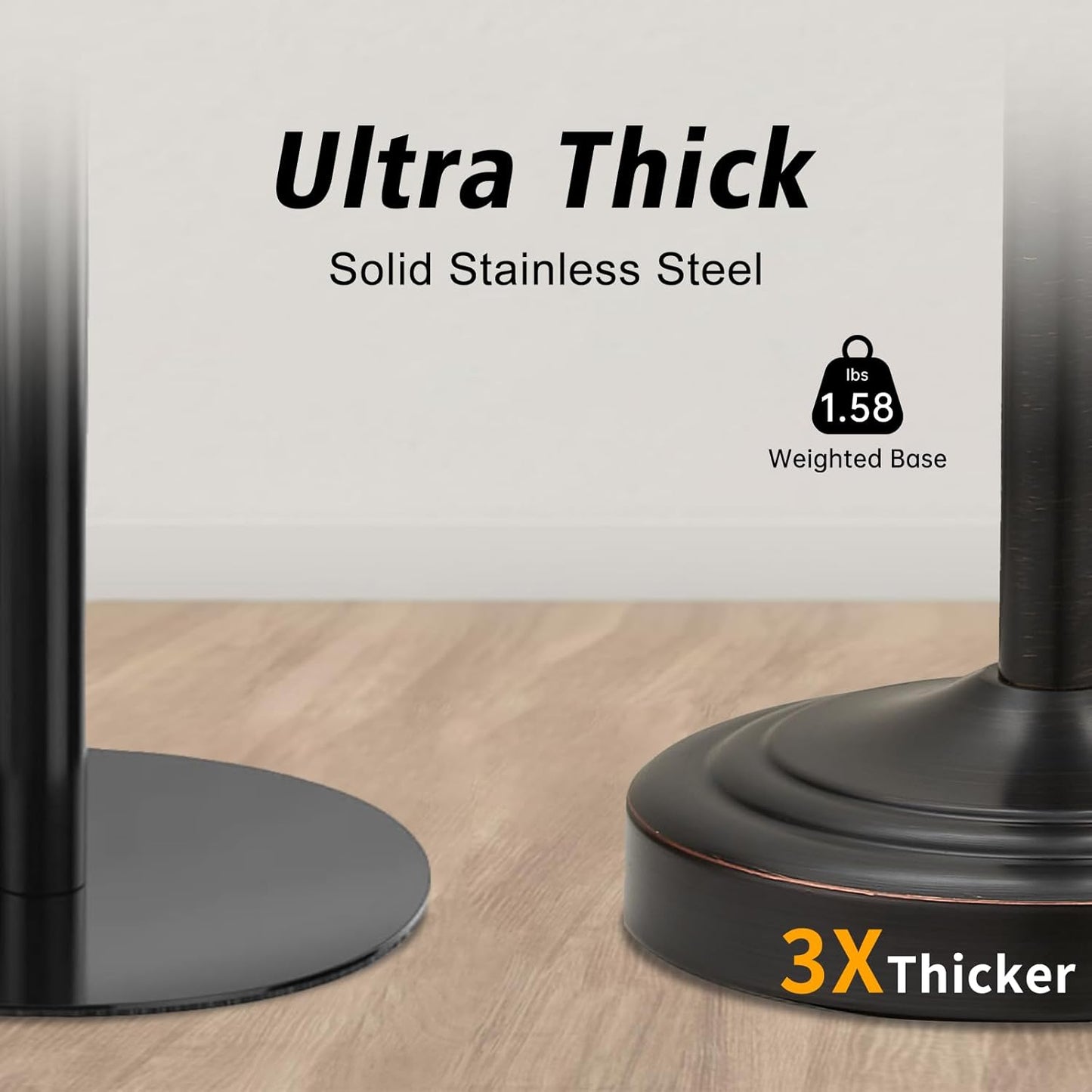 Hoimpro 17 Inch Stand Hand Towel Holder Towel Bar Towel Hanging Ring, Free Standing Floor Hand Towel Rack Storage for Bathroom Kitchen Vanity Countertops, Hardware Accessories(Oil Rubbed Bronze)