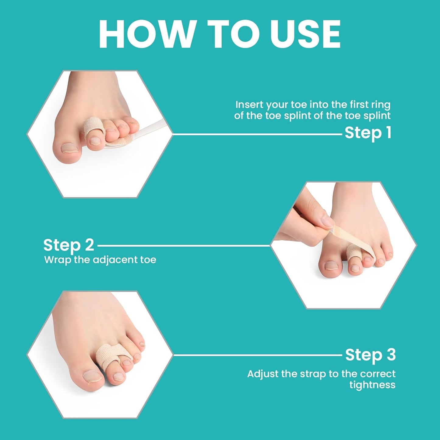 10 Pack Fabric Hammer Toe Corrector, Reusable Broken Toe Protectors Taped Wraps, Hammertoe Straightener, Toe Splint for Broken Toe, Crooked Toes, Bent Toes (Brown 5L+5S)