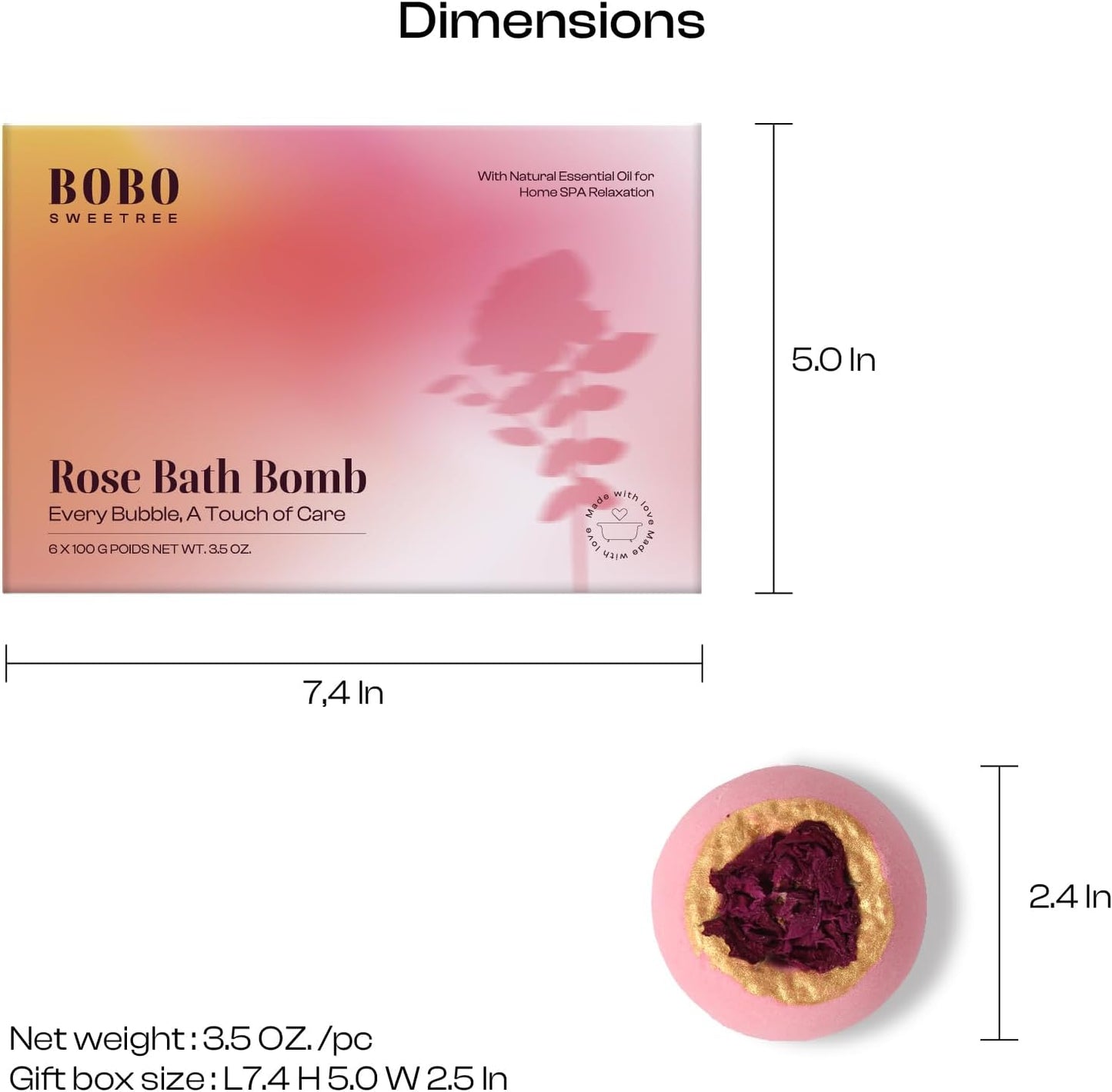 Bath Bombs for Women, Gift Set of 6 Fizzies Luxury Large Size with Real Flowers and Natural Organic Essential Oil, Self Care Gifts for Women, Mon, Daughter, Girlfriend, Kids,Pack of 6 (Rose)