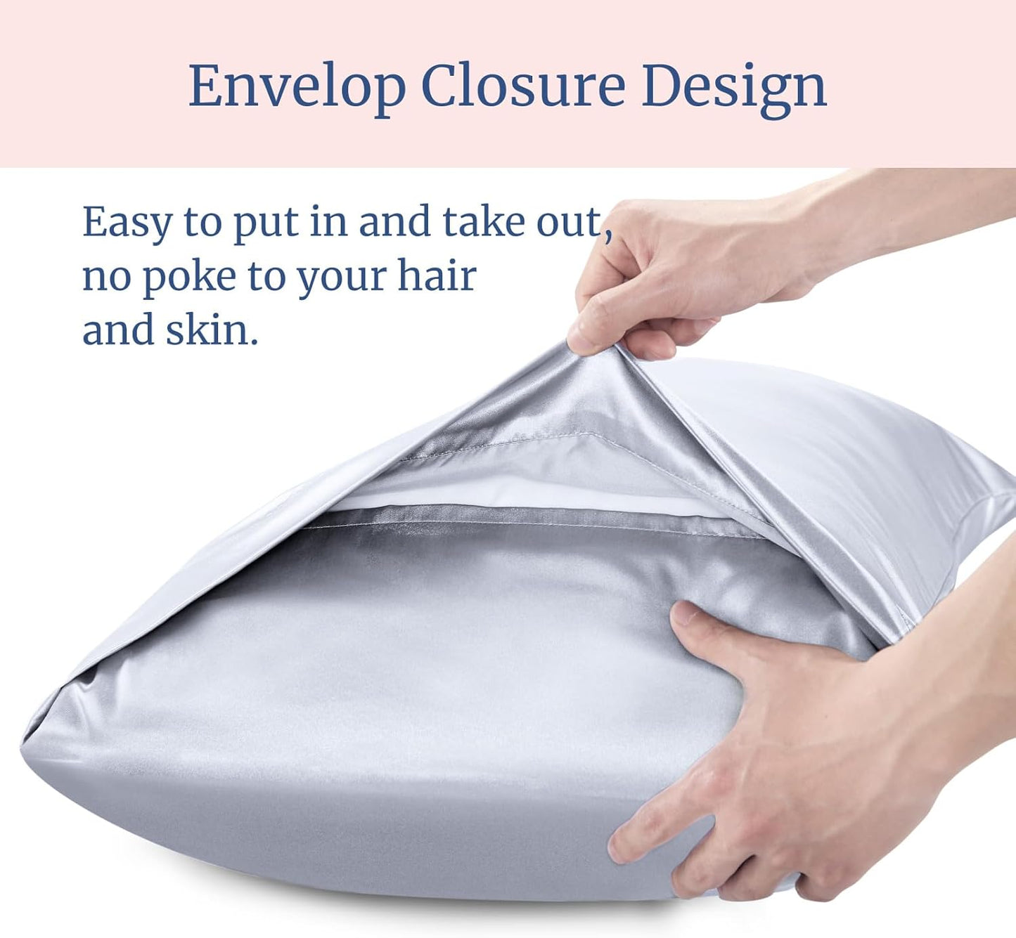 BEDELITE Satin Pillowcase for Hair and Skin, Super Soft and Cooling Similar to Silk Pillow Cases 2 Pack with Envelope Closure, Gift for Women Men(20"x36" King Size, Evening Haze)