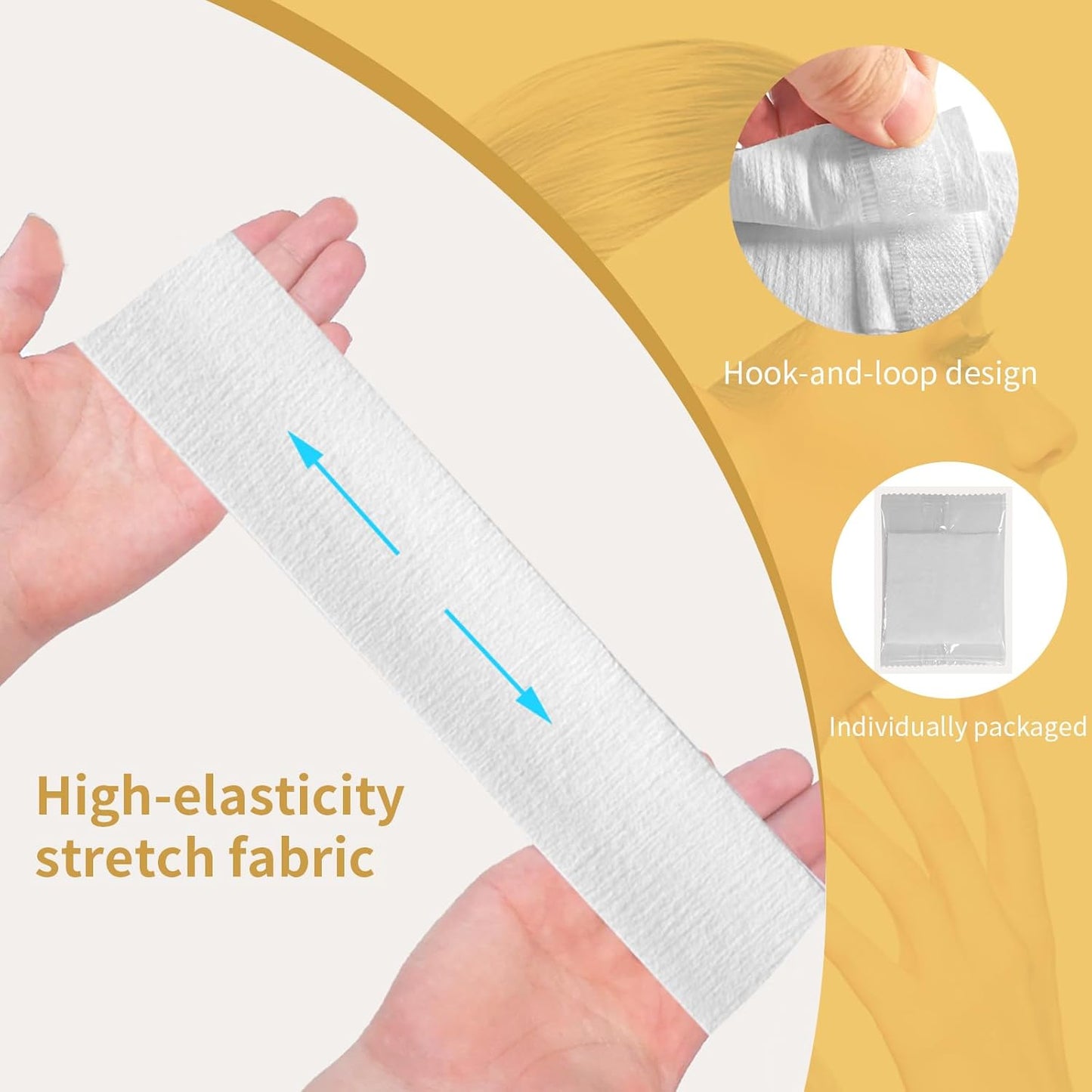 MoyRetty 40PCS Disposable Headbands for Spa & Facials, Professional Elastic Facial Headbands for Estheticians & Home Skincare - Soft Adjustable Magic Tape Hair Band