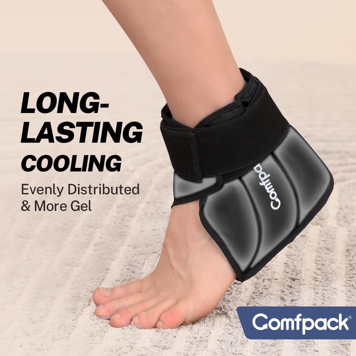 Ankle Ice Pack Wrap for Swelling, FSA Eligible, Heel Ice Pack for Pain Relief, Hot Cold Therapy Cold Pack for Plantar Fasciitis, Achilles Tendonitis, Ankle Sprain, Foot Pain, Black