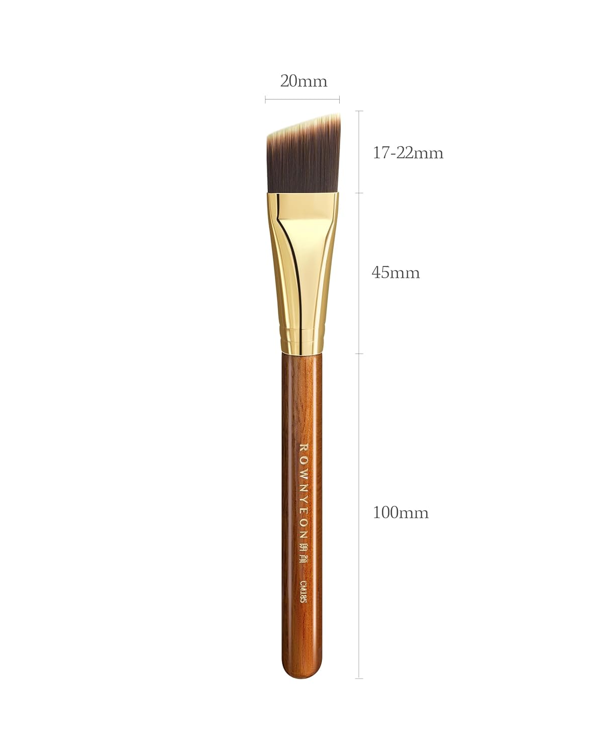 Desert Oak Series Angled Foundation Brush - 20mm Thin Contour Head for Cream/Stick Foundation, Precision Buffing & Detailing, Bubinga Handle & Brass Ferrule (CM 185)