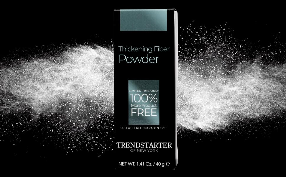 TRENDSTARTER - THICKENING FIBER POWDER (40g) - Natural Matte Finish Hair Styling Powder for All Hair Colors - Instant Thickness, Volume, & Texture - Oil Eliminating Lightweight Formula