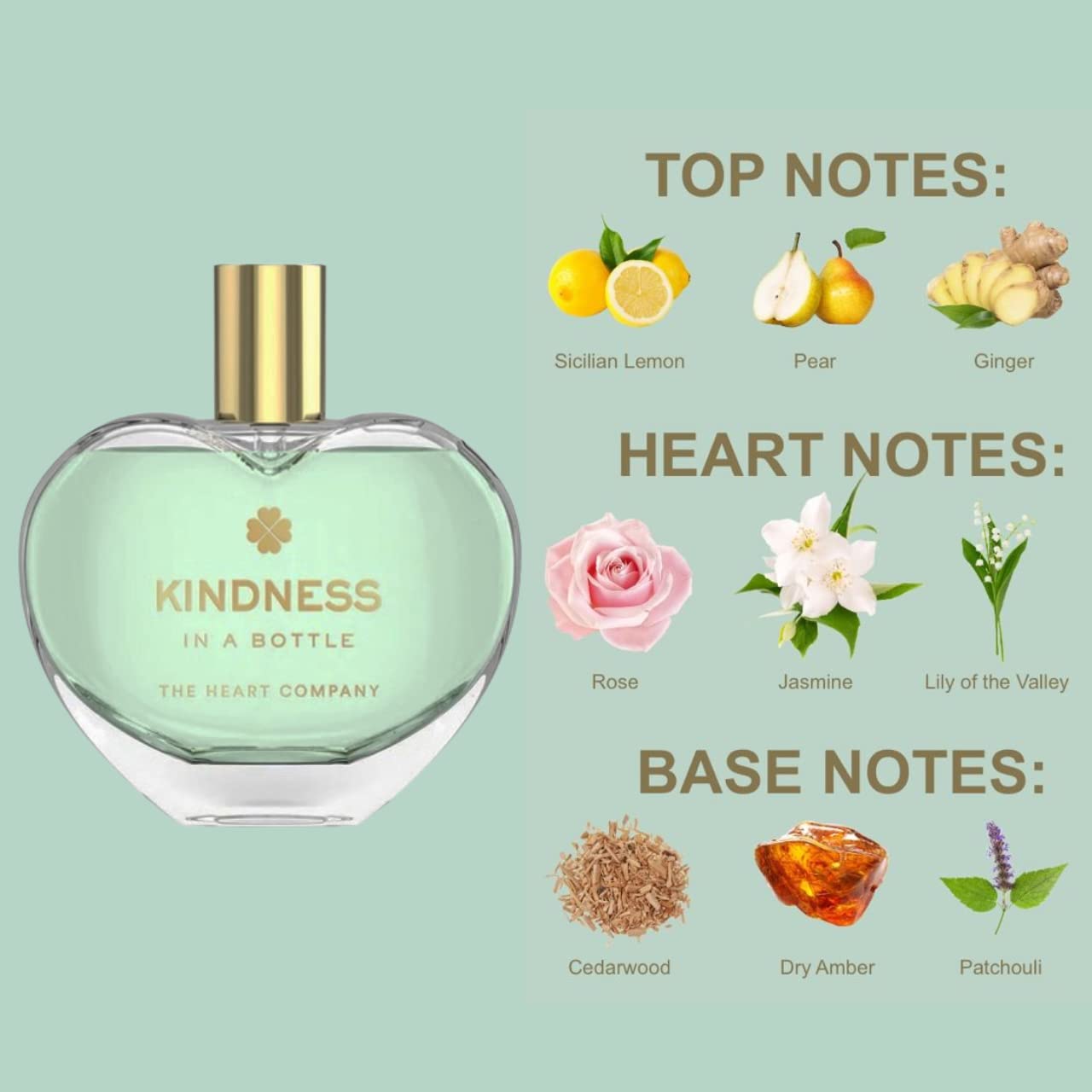 THE HEART COMPANY KINDNESS in a bottle | Fresh Perfume for women | Vegan Women's Eau de Parfum | Unisex Fragrance 75ml - 2.5 fl oz.