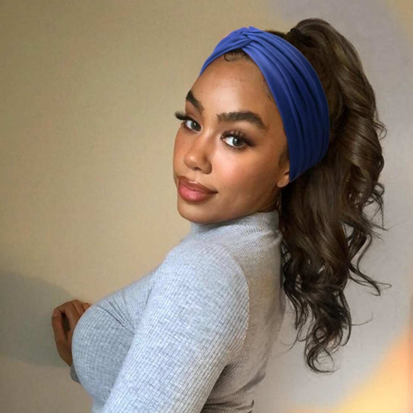 Extra Wide Headbands for Women Large Turban Headband Non Slip Boho Elastic Hairband Hair Twisted Knot Head Bands Accessories