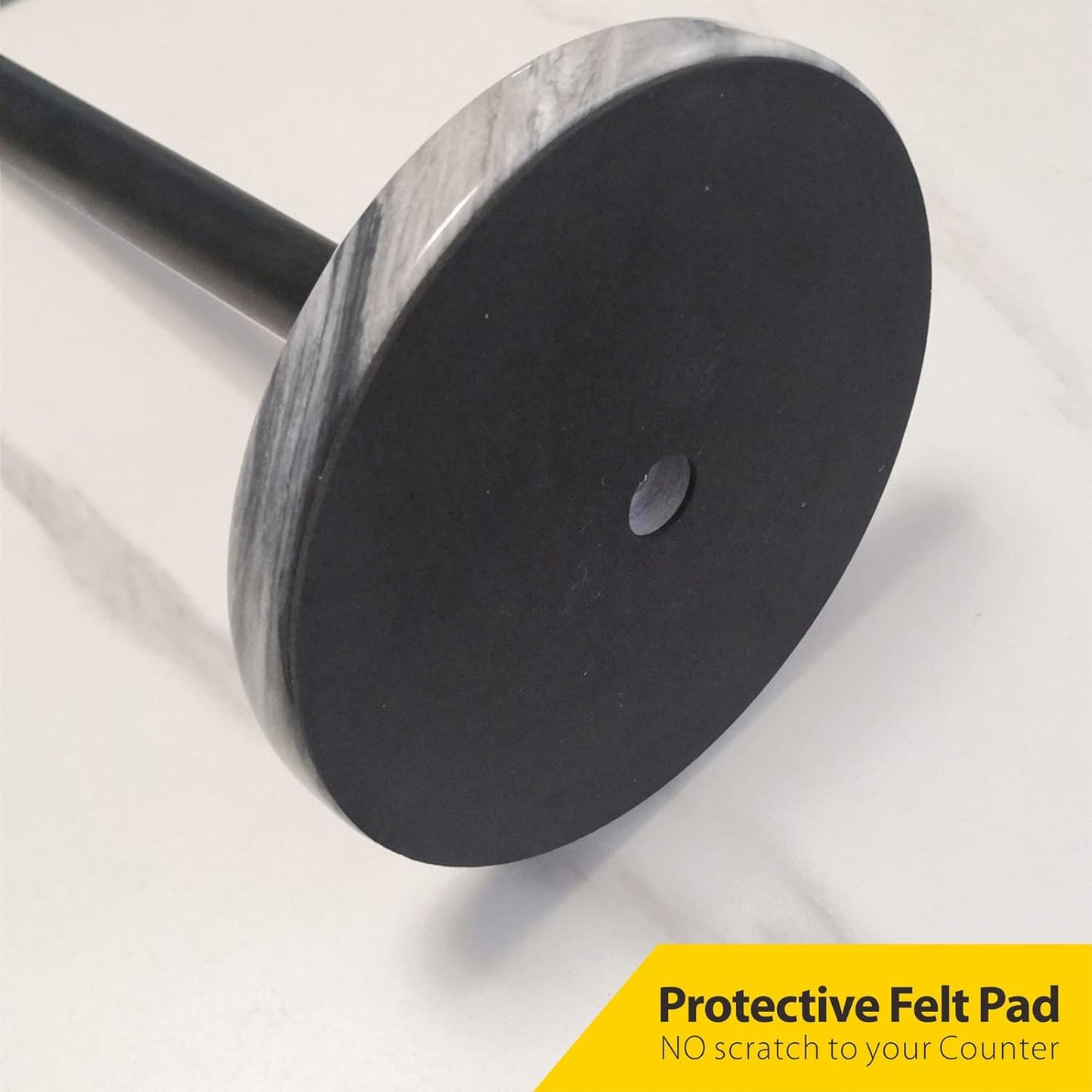 Black Hand Towel Holder Stand with Heavy Marble Base, T-Shape Towel Rack, Free-Standing for Bathroom Vanity Countertop, 304 Stainless Steel (Black)