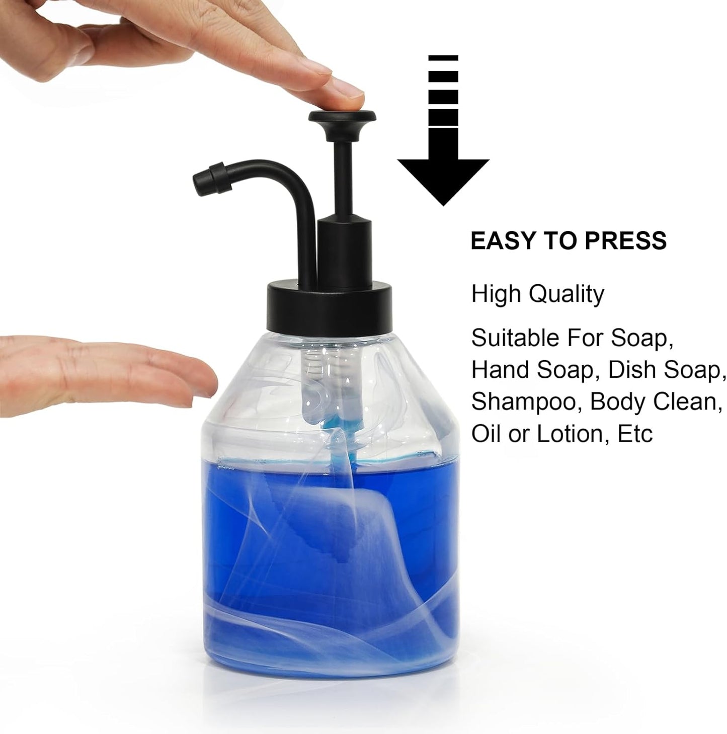 Soap and Lotion Dispensers Pump Replacement,Smooth Action,Fits Wider Opening Bottles with 1.3 in (33 mm) Thread,Rust&Leak Proof Stylish Pump for Liquid Soap Lotion Bottle DIY or Upcycling-Matte Black
