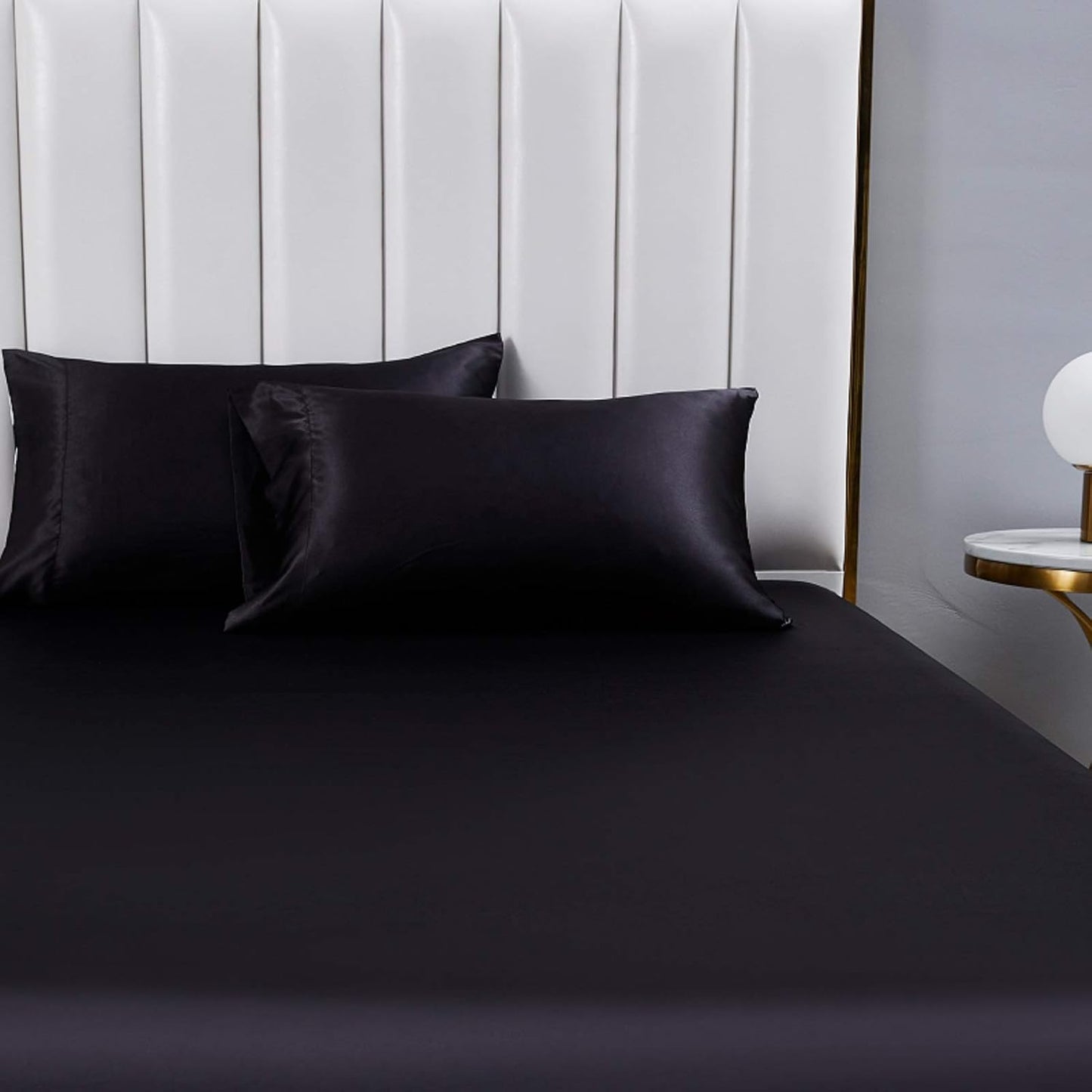 Silky Satin Toddler Pillowcases Set of 2, Super Soft Travel Pillow Covers, Small Kids Pillow Cases with Envelope Closure, 13"x 18", Black