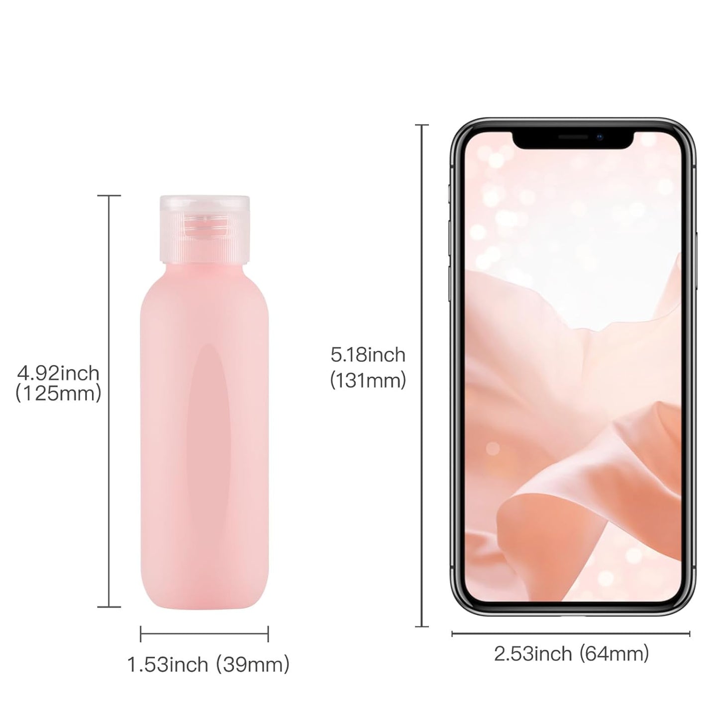 3.4 oz Travel Bottles for Toiletries, Empty Plastic Shampoo Bottle (5PCS) Small Size Container Tsa Approved (100ml, Pink)