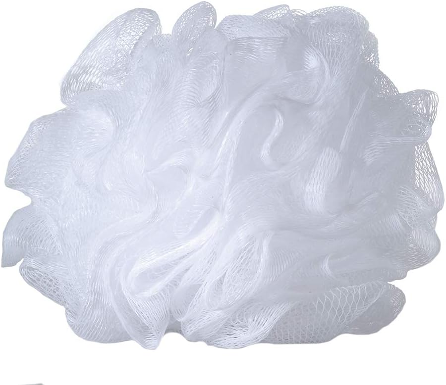 Bath Sponge Loofah Shower Pouf White Mesh Shower Puff Pack of 6 (35g/pcs)