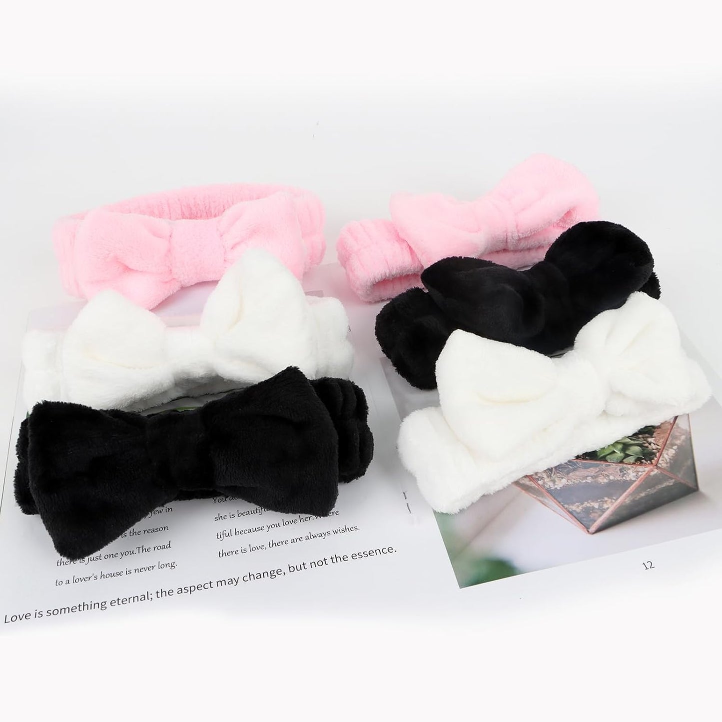 Casoty Black White Pinjk Skincare Headband for Washing Face Cute Face Wash Spa Headband for Women Makeup Hair Band Stocking Stuffers Spa Party Hair Accessories Gifts for Women Girls