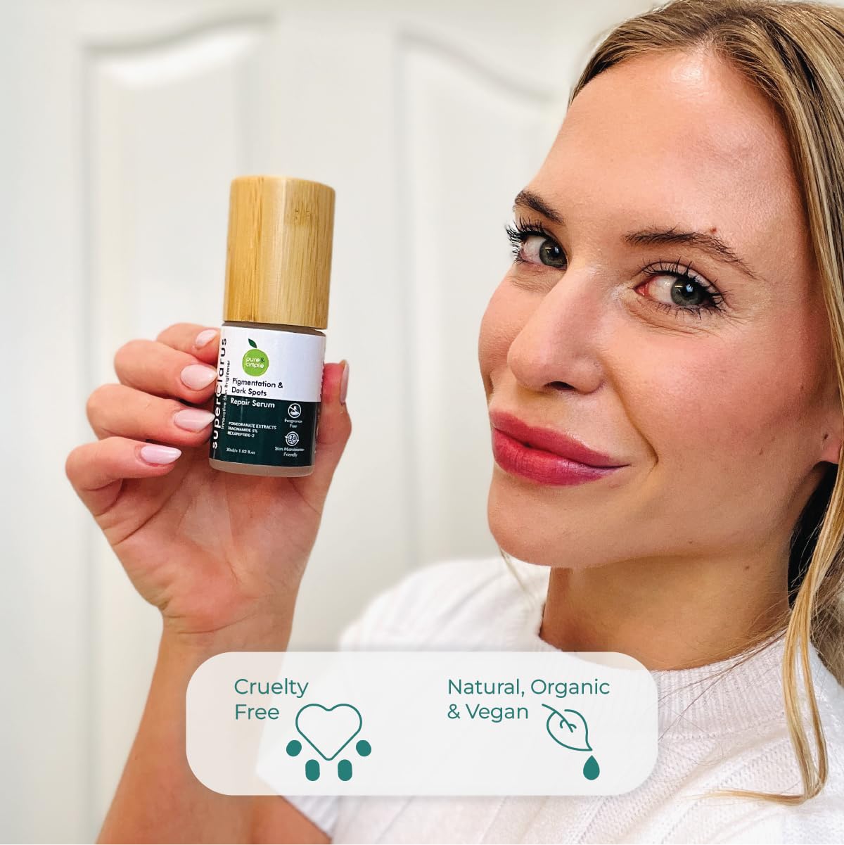 Pure & Cimple Probiotic Skin Brightening Serum | Dark Spot Face Treatment | Age Spots | Melasma, Sun Damage and Dark Pigmentation Remover | Brighter Skin Tone | Fragrance-Free