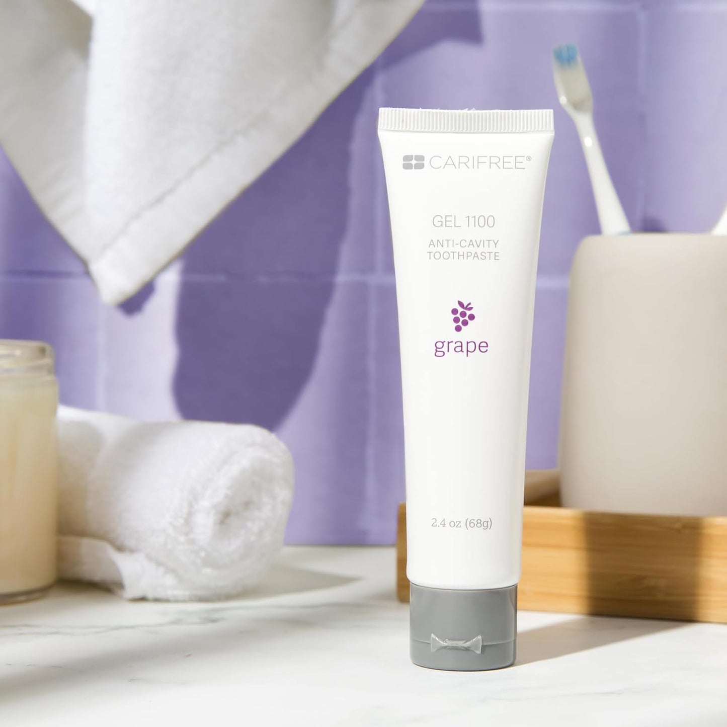 CariFree Gel 1100, Grape Flavored, Anti-Cavity Fluoride Toothpaste with Nano Hydroxyapatite for pH Neutralization, Enamel Protection, Dentist Recommended for Kids and Adults, Dentist Developed