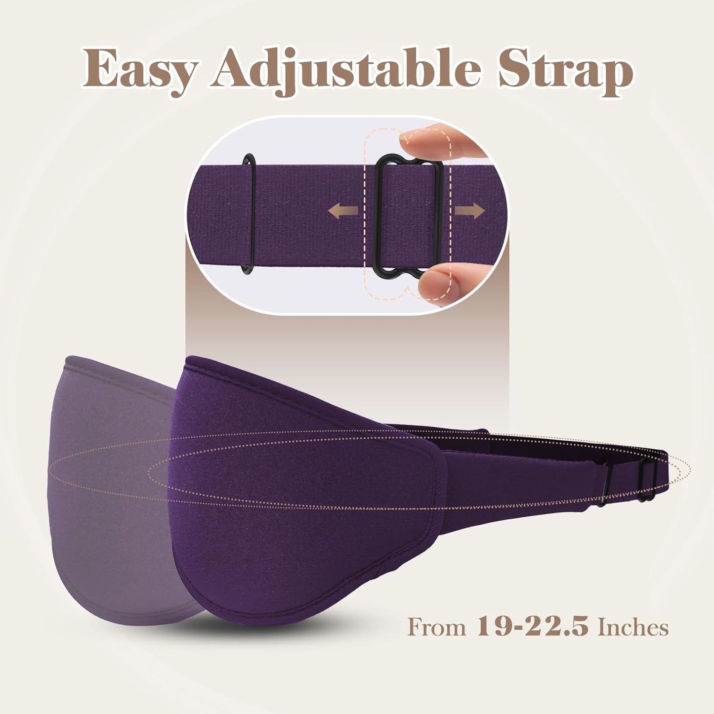 3D Cooling Eye Mask Sleep Mask for Men & Women, 100% Pressure-Free & Light Block-Out Eye Mask for Sleep with Easy Adjustable Strap, Night Eye Cover for Travel, Purple