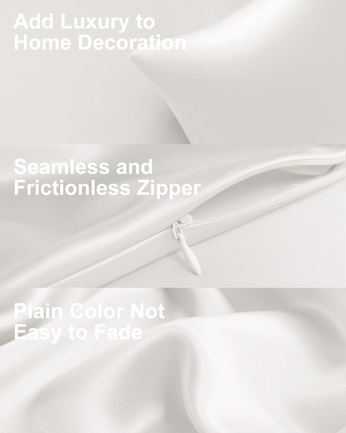 THXSILK Set of 2 100% Mulberry Silk Pillowcase for Hair and Skin Health, Soft Breathable and Smooth Pillowcases with Hidden Zipper, Both Sides Premium Silk, California King 20"x40", Pearl White