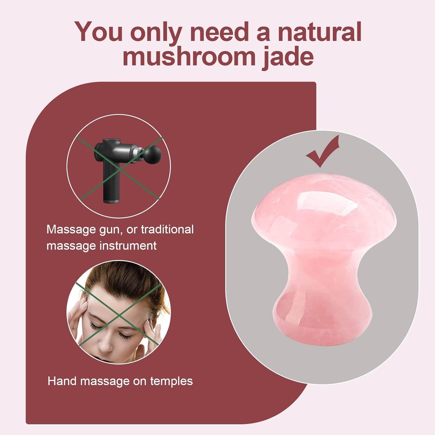 gemshan Mushroom Gua Sha, Rose Quartz Mushroom Massage Tool for Muscle Relaxing Women Facial Skin Care