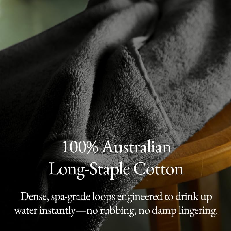 Italic Ultraplush 12-Piece Family Towel Set – Luxury Bath Towels, Hand Towels & Washcloths – Heavy Duty 800GSM Quick Dry, Plush & Absorbent 100% Australian Cotton (Charcoal)