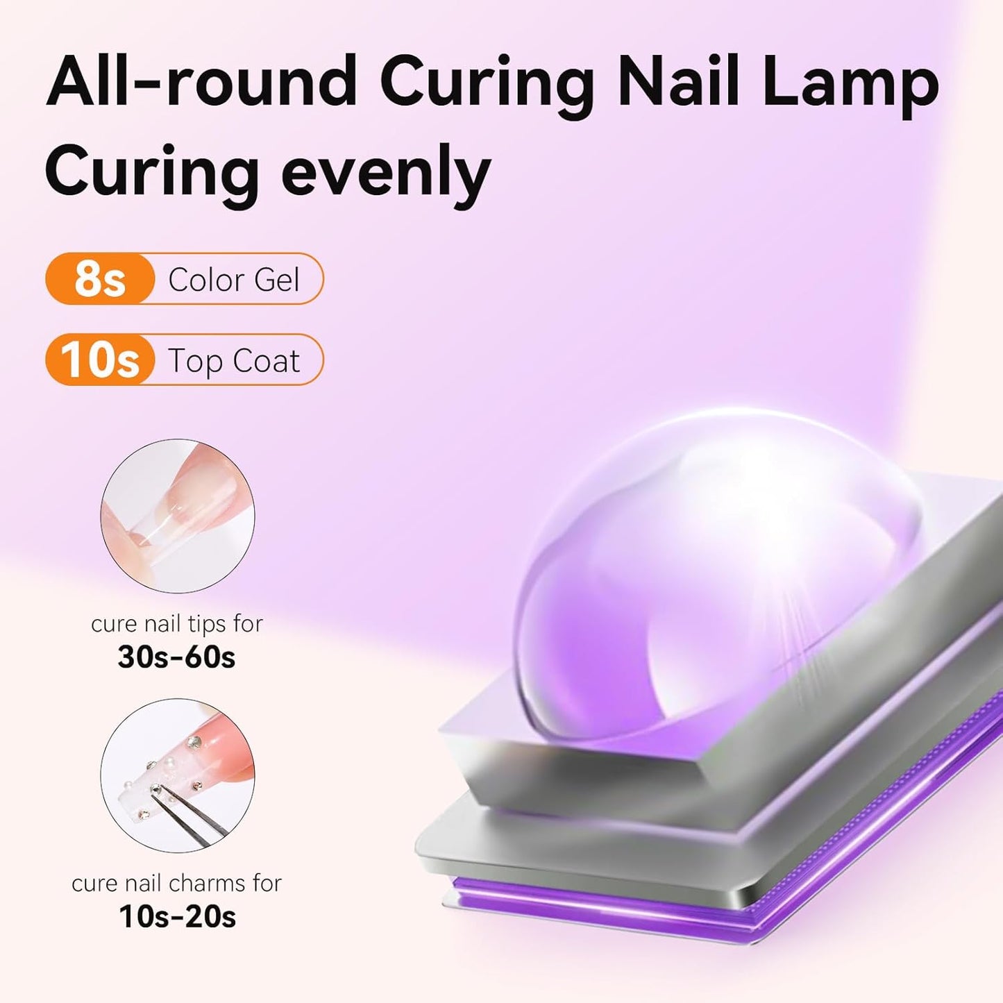 Makartt Handheld UV Nail Lamp with Painless Mode: Portable 800mAh Flash Cure Lamp for Fast Curing Gel Polish Nails Tips & Glue Rechargeable USB Nail Art Light with LCD 3 Timer for Home Salon Use