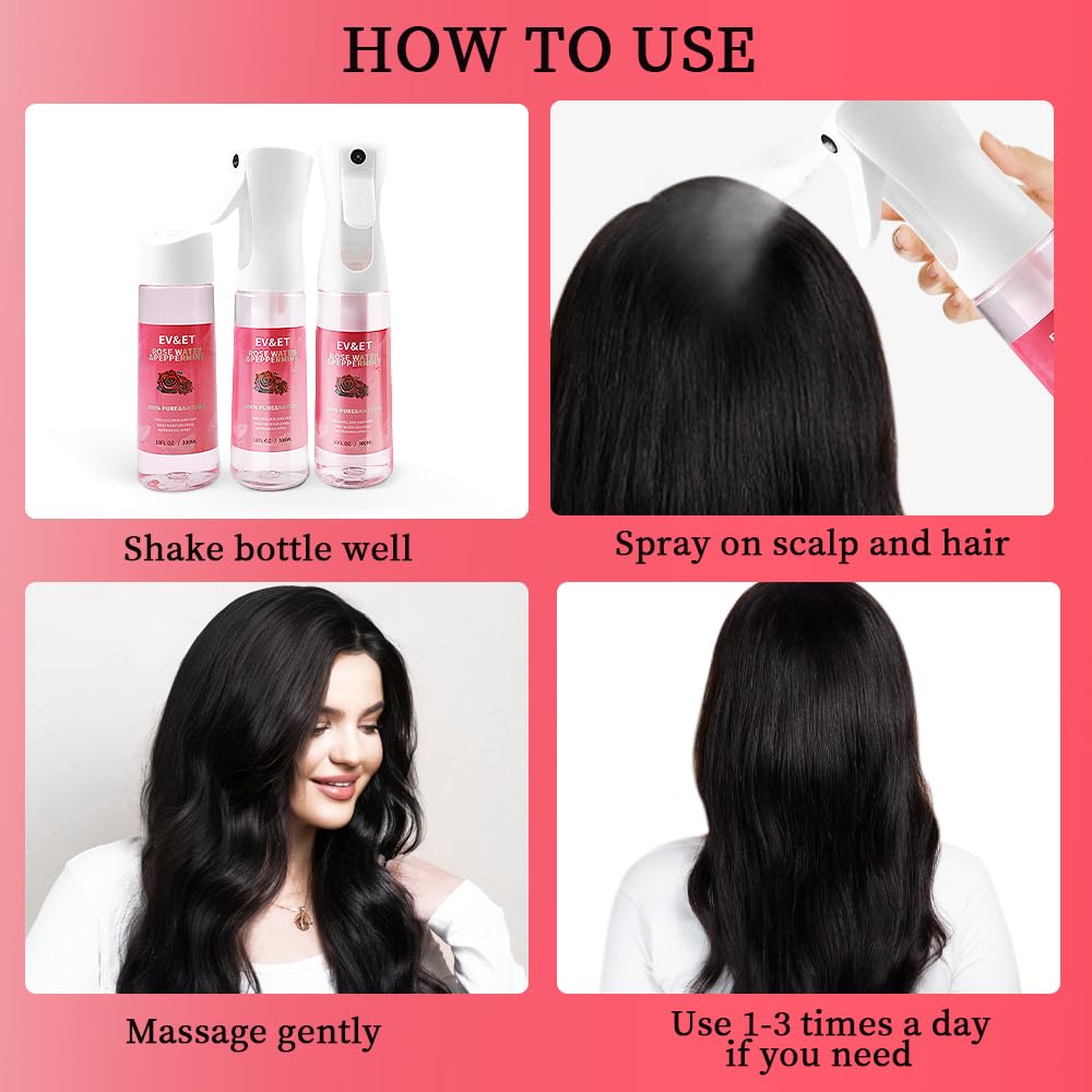 EV&ET Daily Moisturizing Refreshing Spray for Locs, Dreadlocks - Rose Water and Peppermint Hair Scalp Moisturizer, Dreadlock Spray - Natural Loc Care and Maintenance 10 Fl oz (10Fl oz)