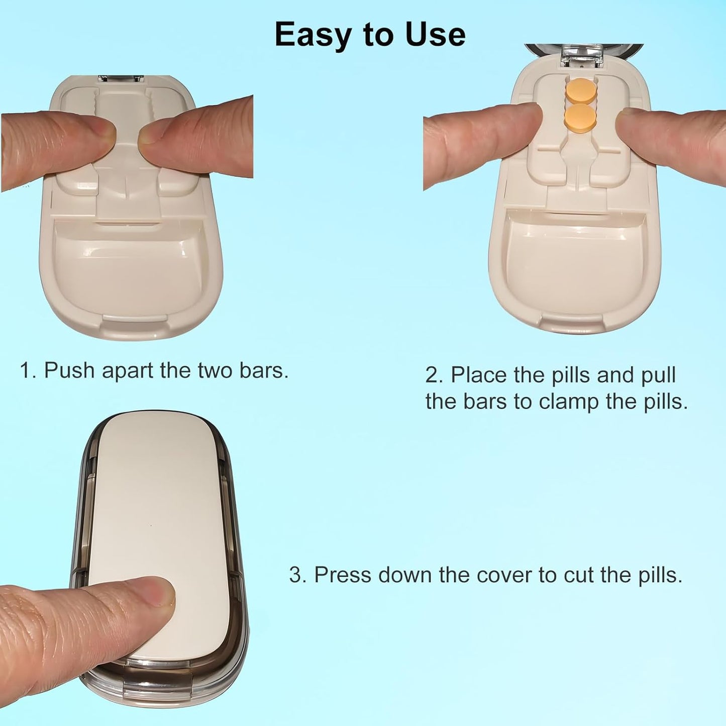 Pill Cutter for Cutting Multiple Pills, 1/2 1/4 Pill Splitter for Large, Small and Tiny Pills, with Improved Sharp Blade, Storage Organizer, Accurate Centering Alignment Device