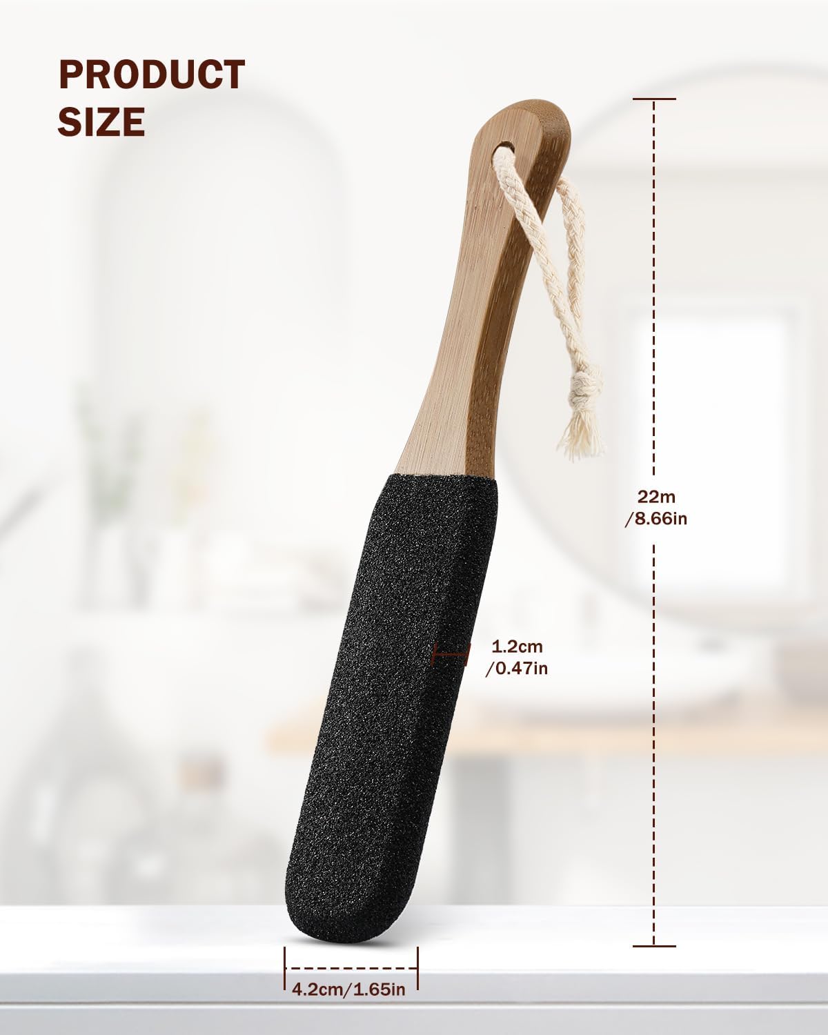 BEZOX Foot Pumice Stone Pedicure File(1 PCS) - Wooden Handle Foot File Callus Remover for Smoother Feet and Hands - Foot Scrubber, Heel Sander and Dead Skin Scraper - Black
