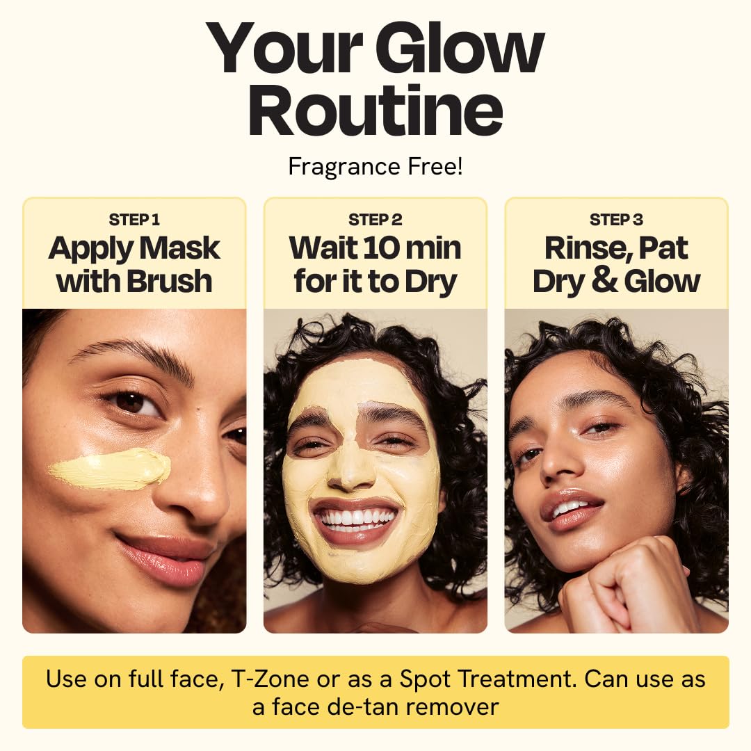 Gleamin Vitamin C Clay Mask for Dark Spots, Turmeric Clay Face Mask Skin Care, Deeply Cleanses & Refines Pores, Brightens Uneven Tone and Helps Improve Post-Blemish Scarring & Texture - 5 Oz