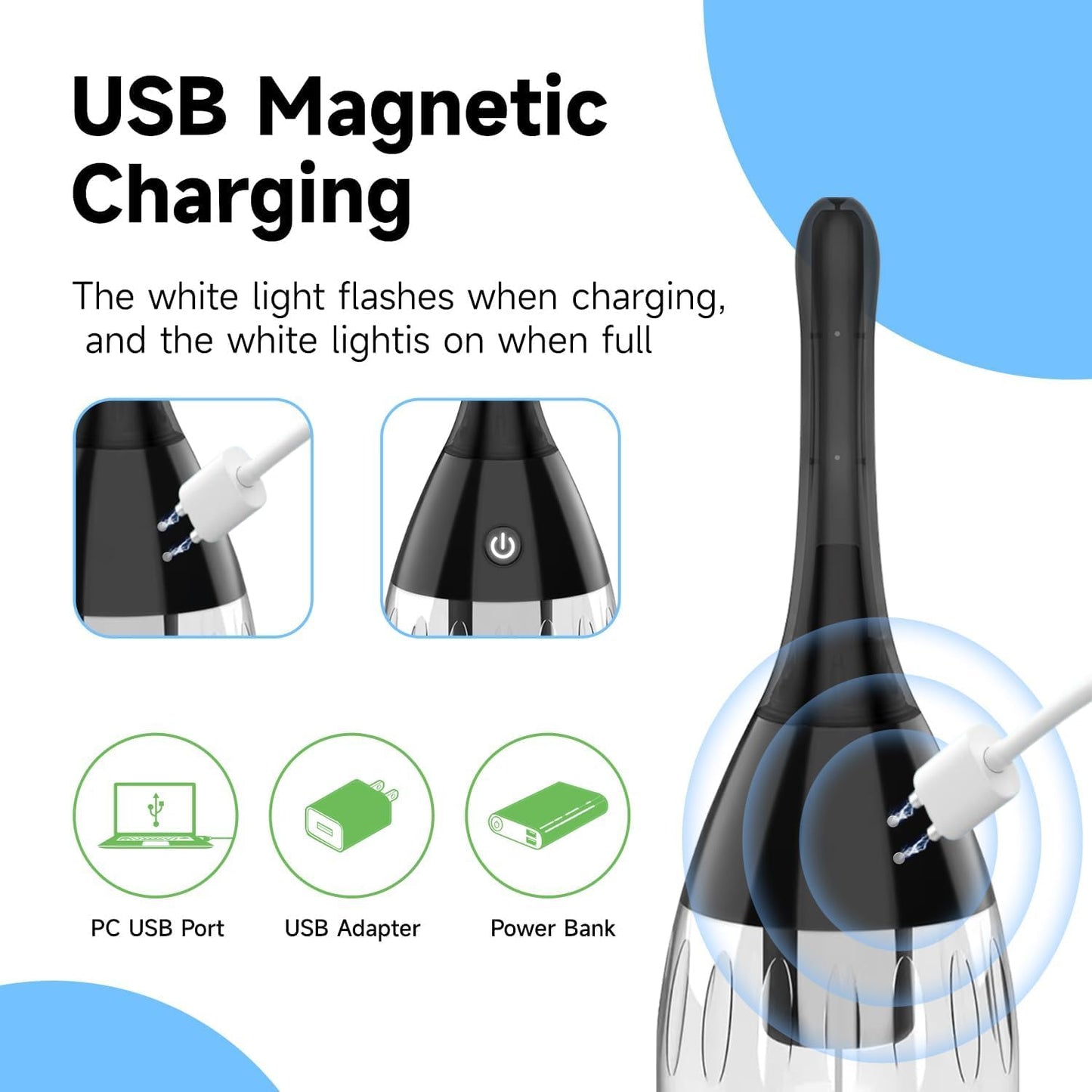 Automatic Enema Bulb Anal Douche - Anti-Backflow Electric Enema Anal Cleaner with 5 Speeds, Silicone Anal Cleaner for Men Women Colon Cleansing, Ideal Travel Douche for Men,8.8 oz