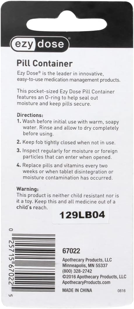 EZY DOSE Keychain Pill Box and Medicine, Vitamin Container, Safe for Money & Travel Items, Metal Canister, Easily Store Nitro Heart Pills, Small Compartments, BPA Free