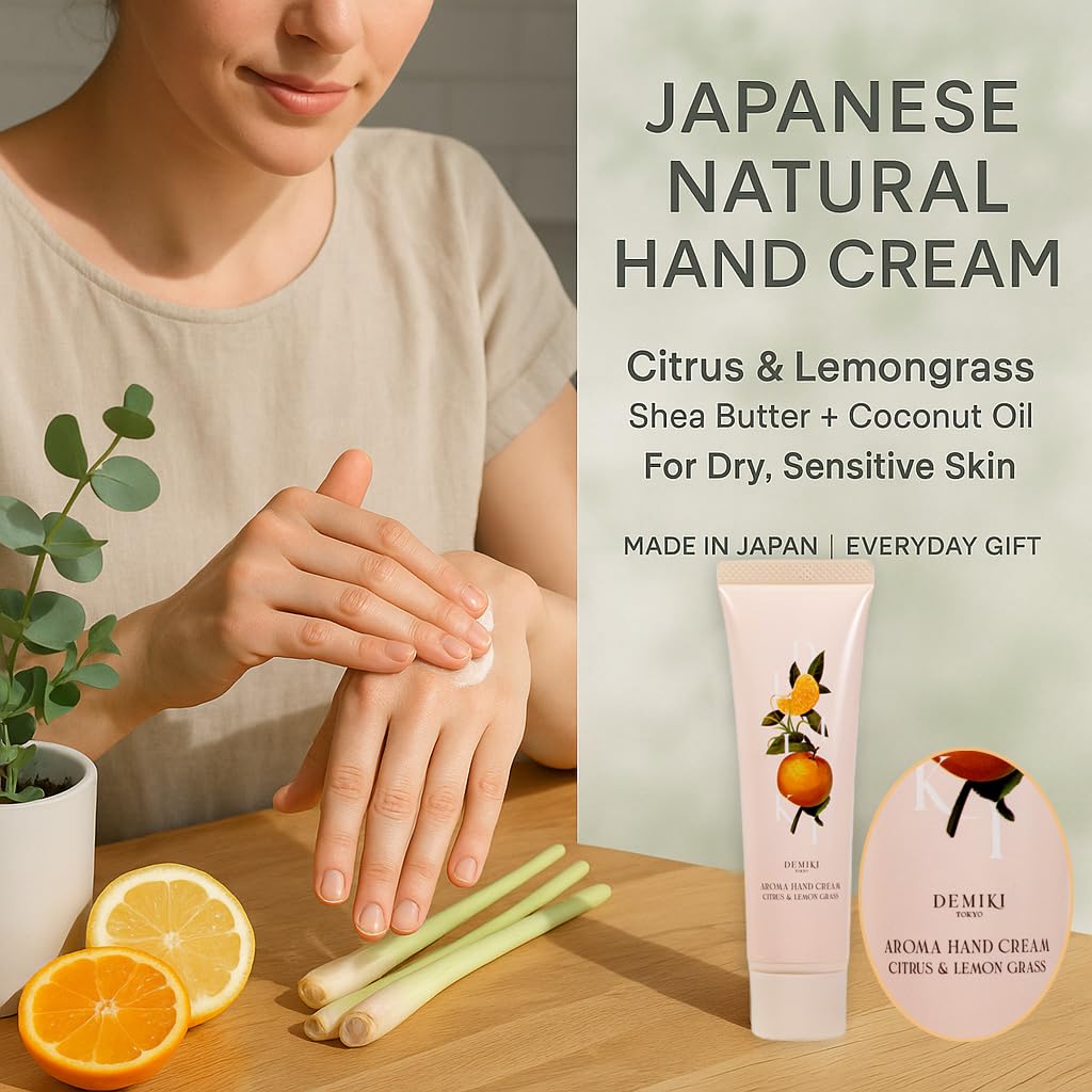 DEMIKI Shea Butter Hand Cream for Dry Cracked Hands,Japanese Skin Care Hand Lotion with Shea Butter, Coconut Oil, Hand Cream for Women,Travel Essentials,Travel Size 2pcs/50gx2/1.7fl.ozx2