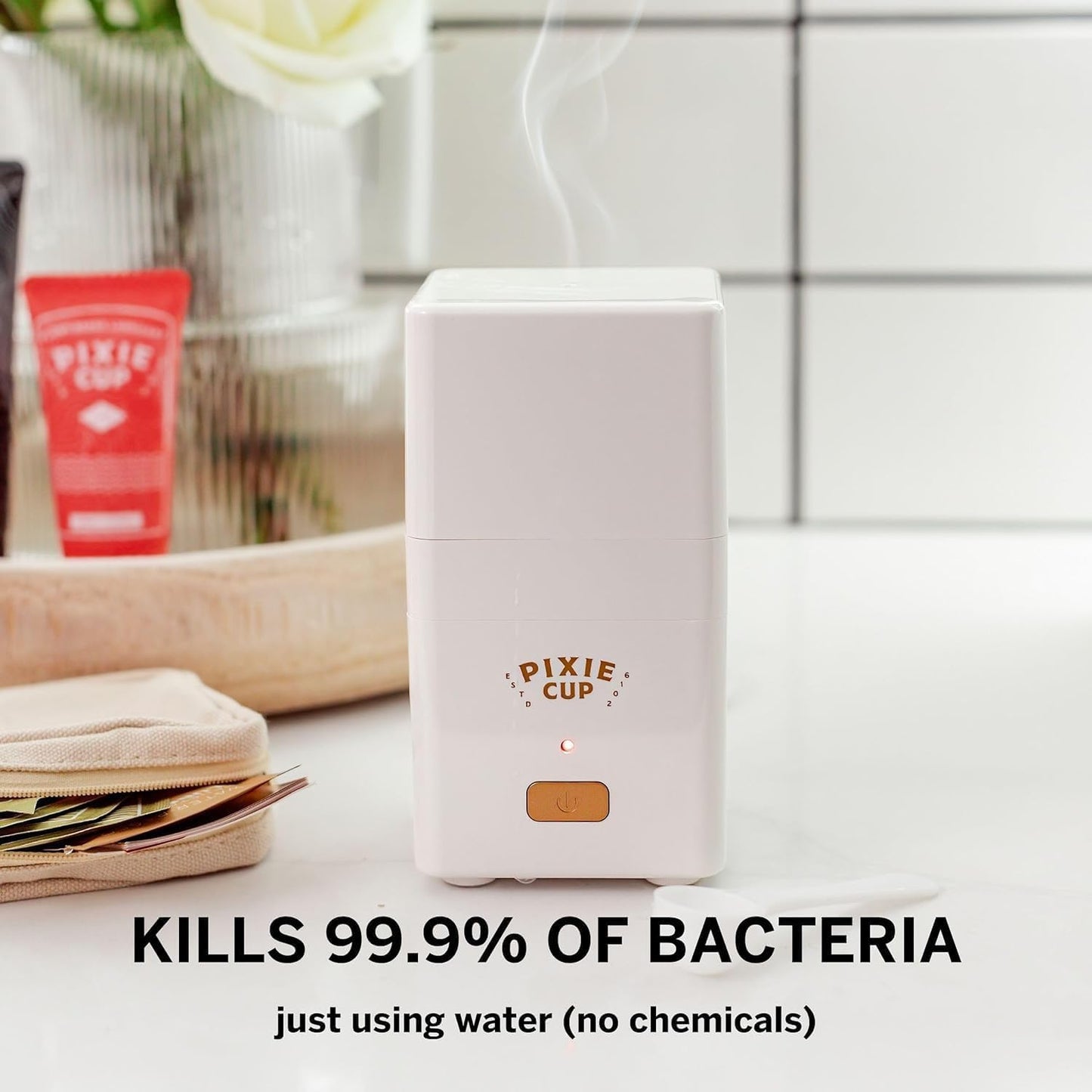 Menstrual Cups with Sterilizer - Ranked 1 for Most Comfortable Soft Reusable Period Cup - Kills 99.9% of Germs with Cleaner Steamer - Wash Your Cup in 3 Minutes! - Compact Sanitizer Kit