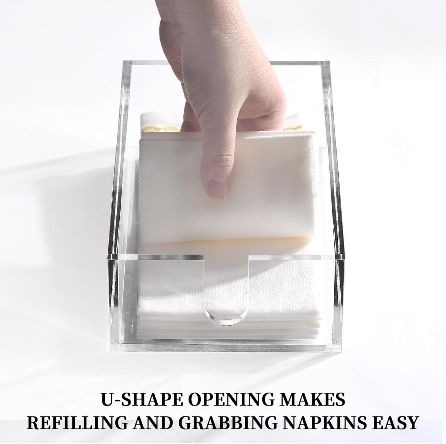 Acrylic Napkin Holder - Clear Thicker Guest Towel Holder Tray for Bathroom Kitchen Dining Room, Disposable Paper Hand Towels?0.2in Thickness?