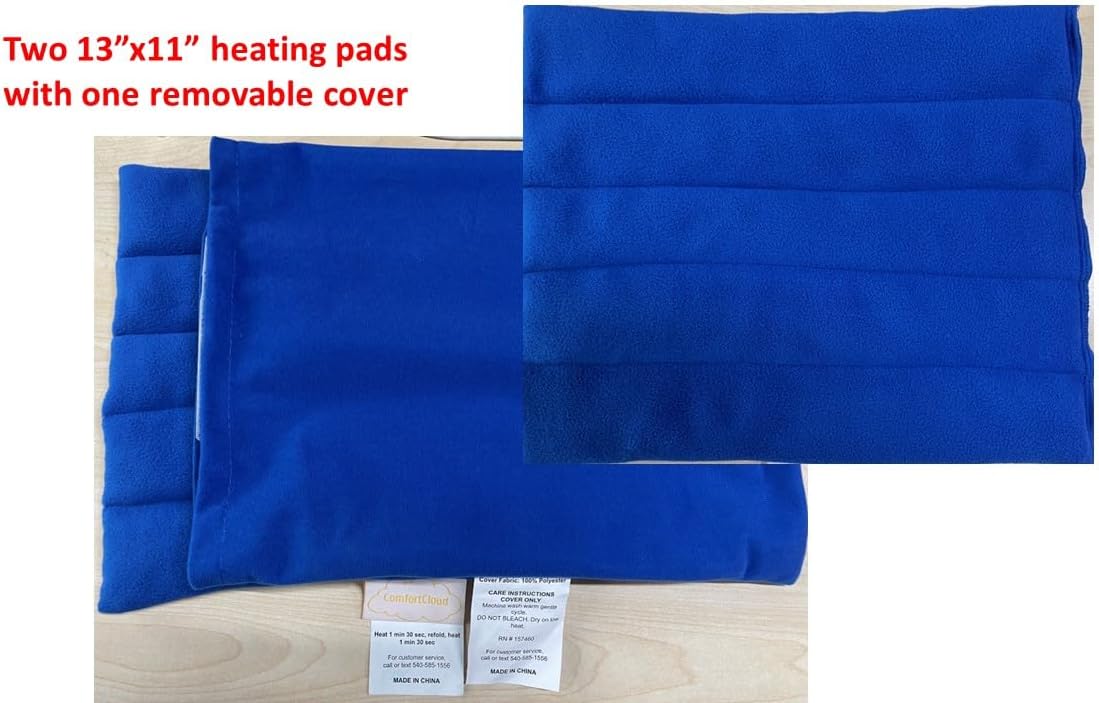 Weighted Heating Pad Microwavable Natural Moist Heat Therapy Pad with Washable Cover for Pain Relief in Back, Neck, Shoulders, Legs, Cramps, Set of 2 Pieces, 11x13” Each